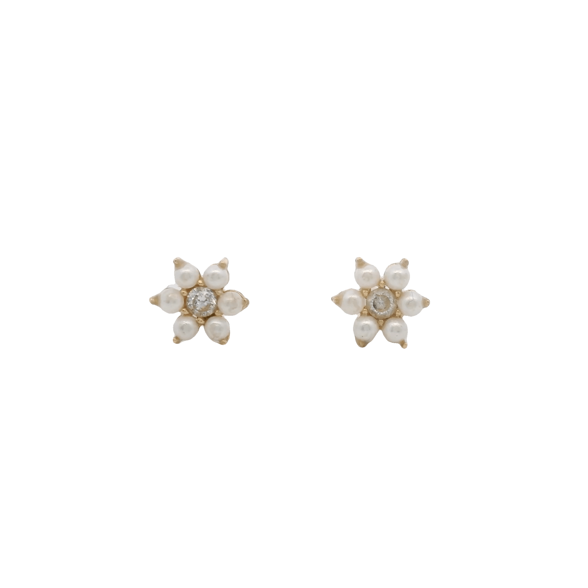 14KY MINI FLOWER PEARLS EARRINGS - C'SANTOS
