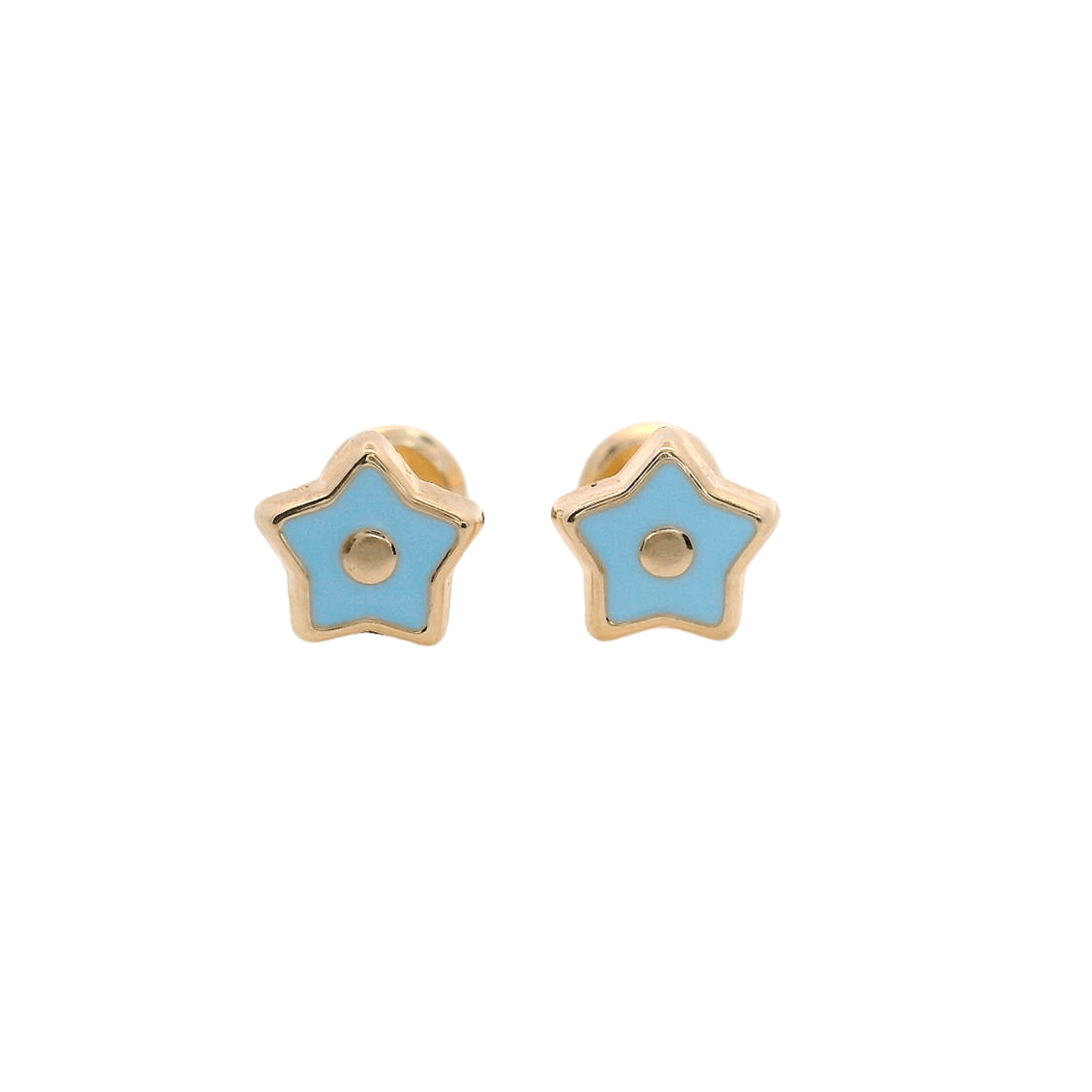 14KY MINI STAR ENAMEL SKY BLUE EARRINGS - C'SANTOS