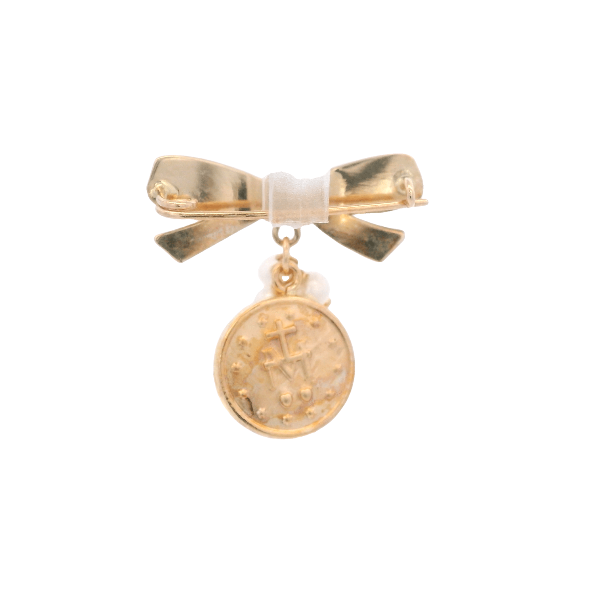 14KY MIRACULOS VIRGIN WITH RIBBON AND PERL PIN - C'SANTOS