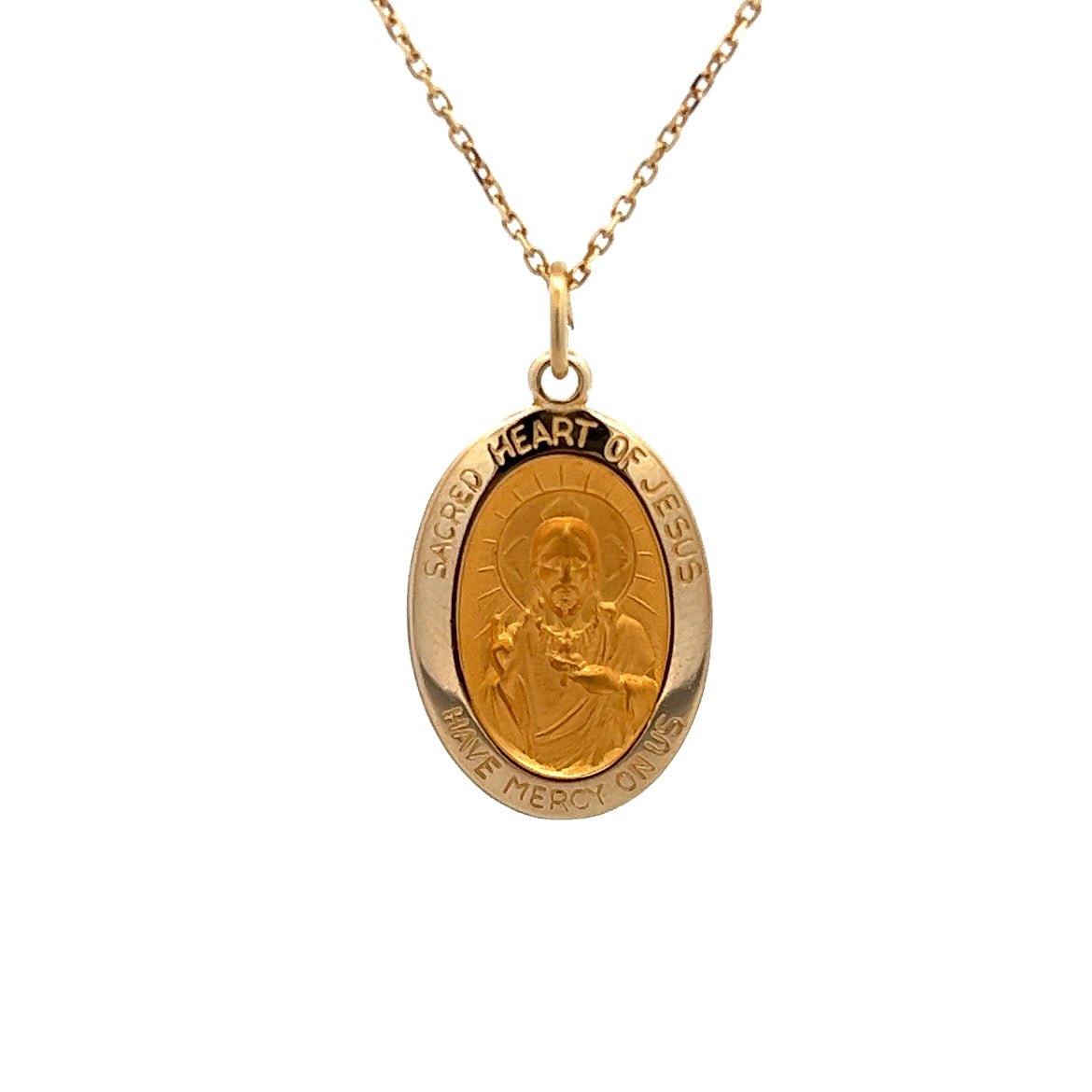 14KY SACRED HEART OF JESUS OVAL MEDAL - C'SANTOS
