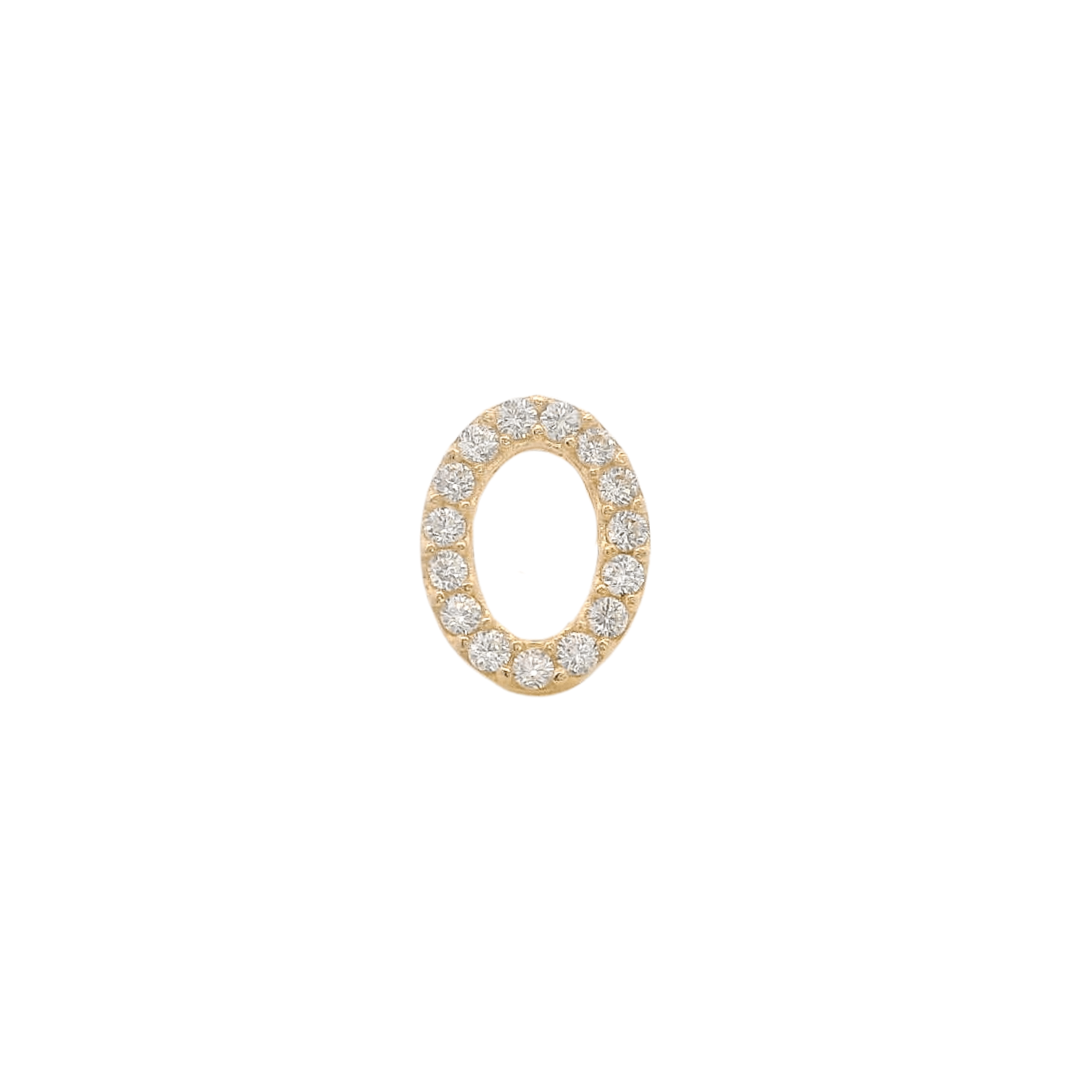 14KY SMALL OVAL PAVE 8MM PIERCING - C'SANTOS