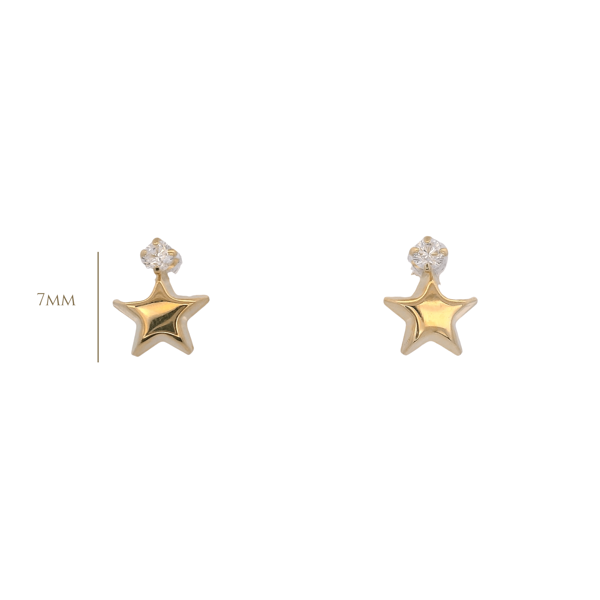14KY STAR BASIC AND CZ 2MM EARRINGS - C'SANTOS