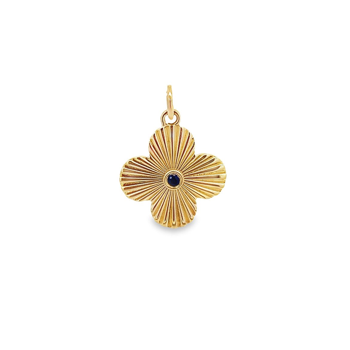 14KY TEXTURED CLOVER PENDANT BS0.04CT - C'SANTOS