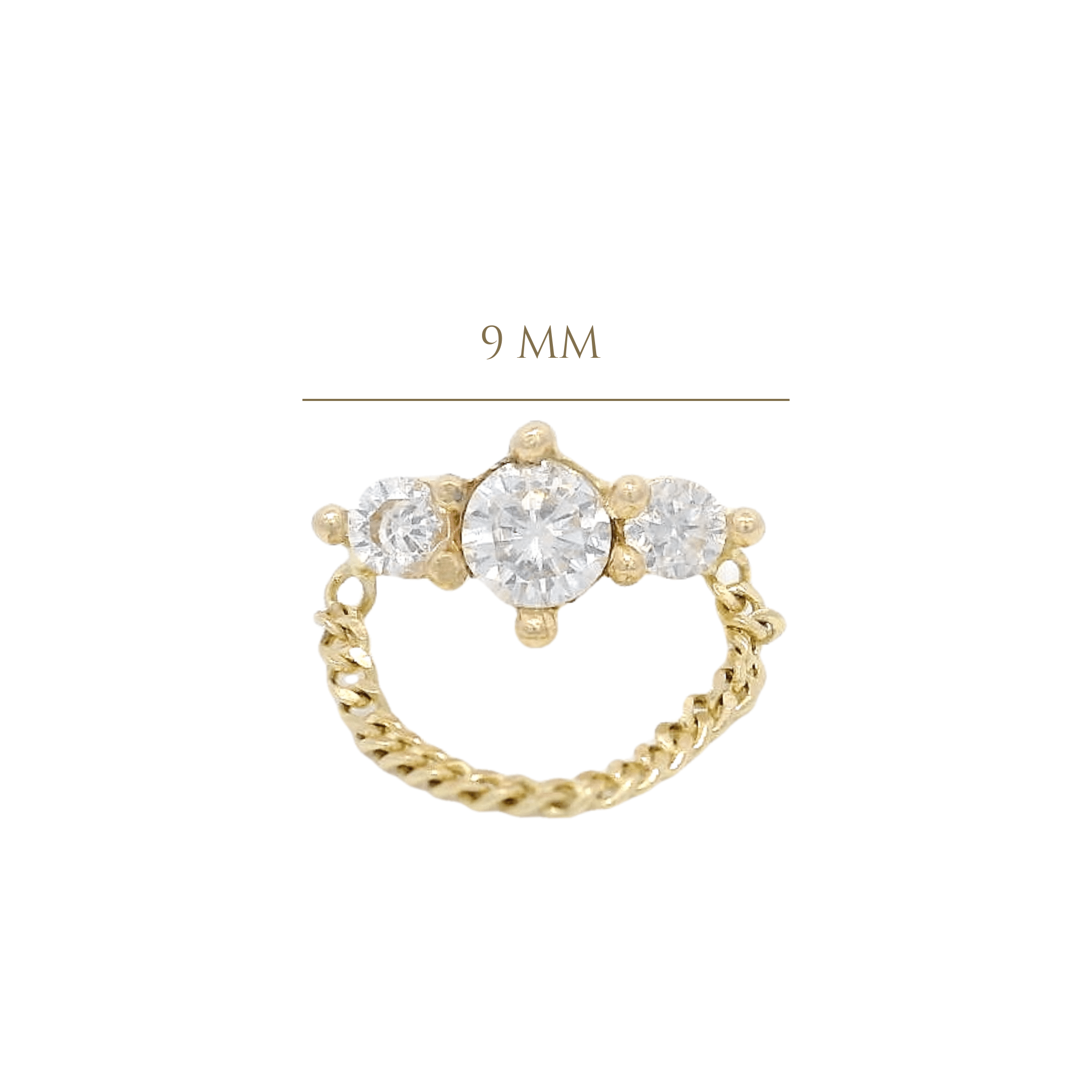 14KY THREE STONES WITH CHAIN PIERCING - C'SANTOS