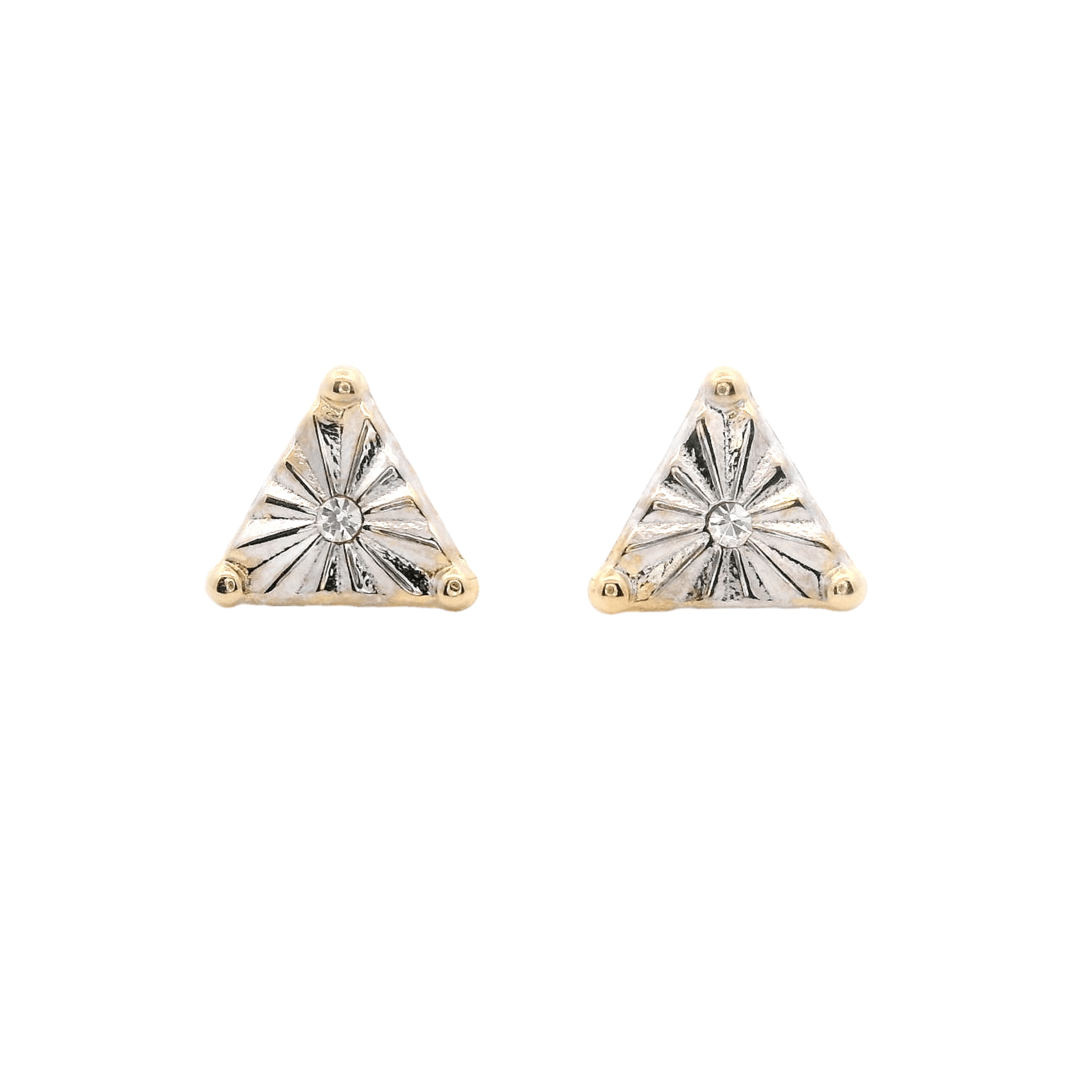 14KYW TEXTURE TRIANGLE EARRINGS - C'SANTOS