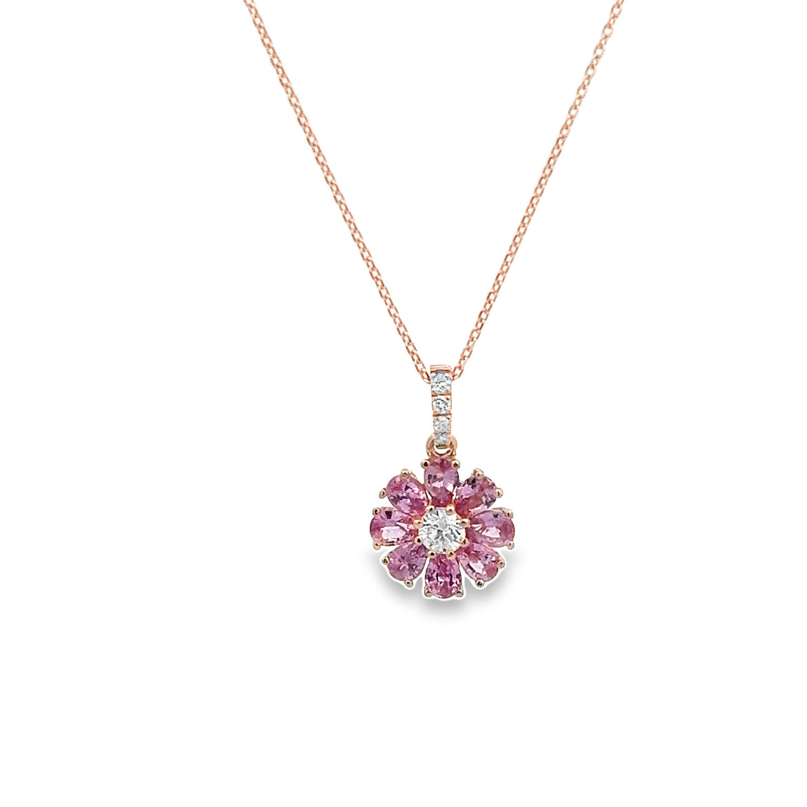 D0.17CT 18KR FLOWER PEAR CUT NECKLACE PS0.94