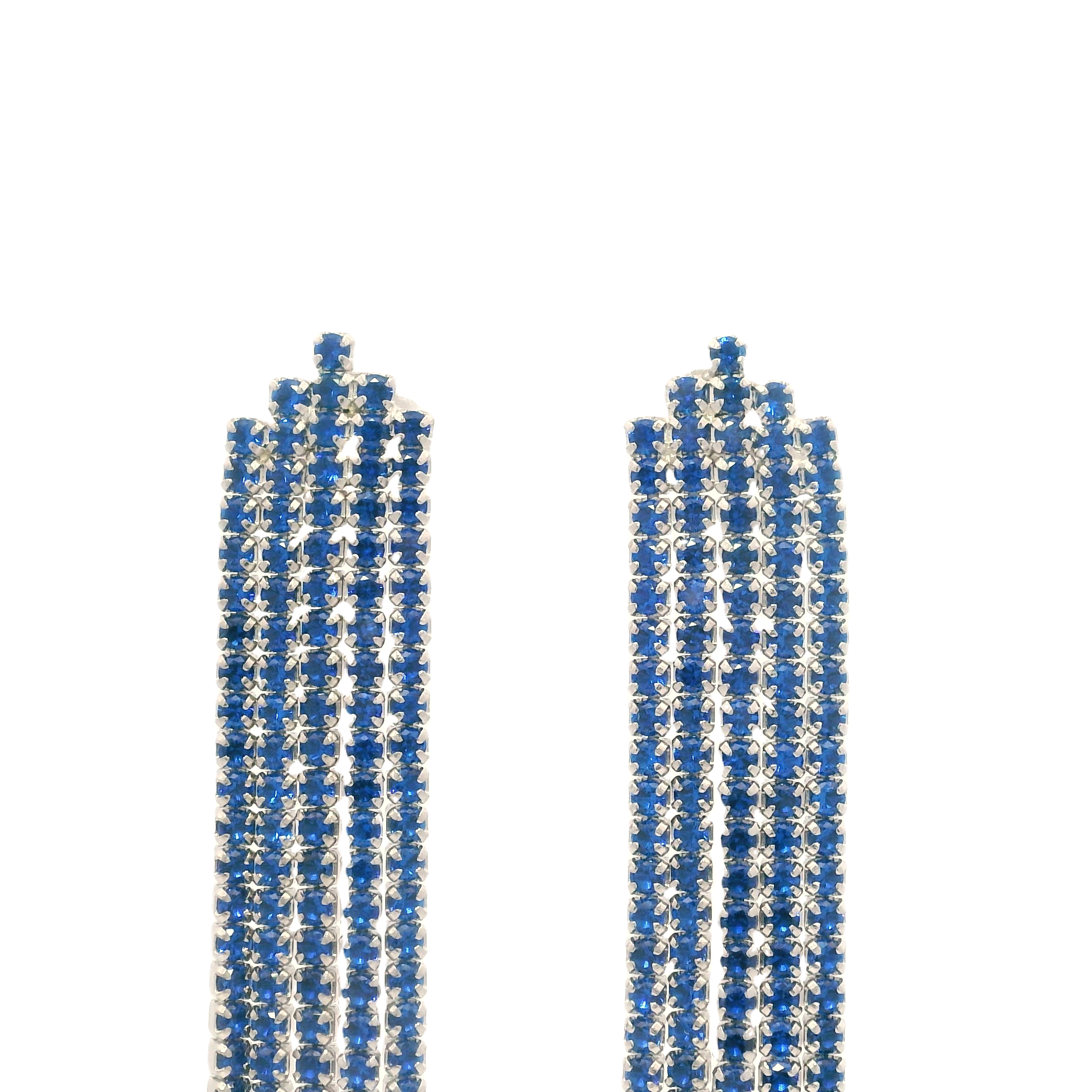 925SS TASEL WITH CZ BLUE EARRINGS