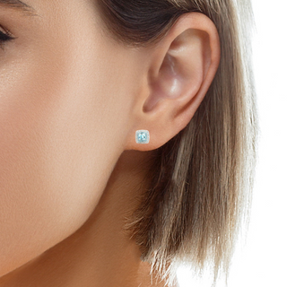 925SS SQUARE HALO CZ SKY BLUE EARRINGS