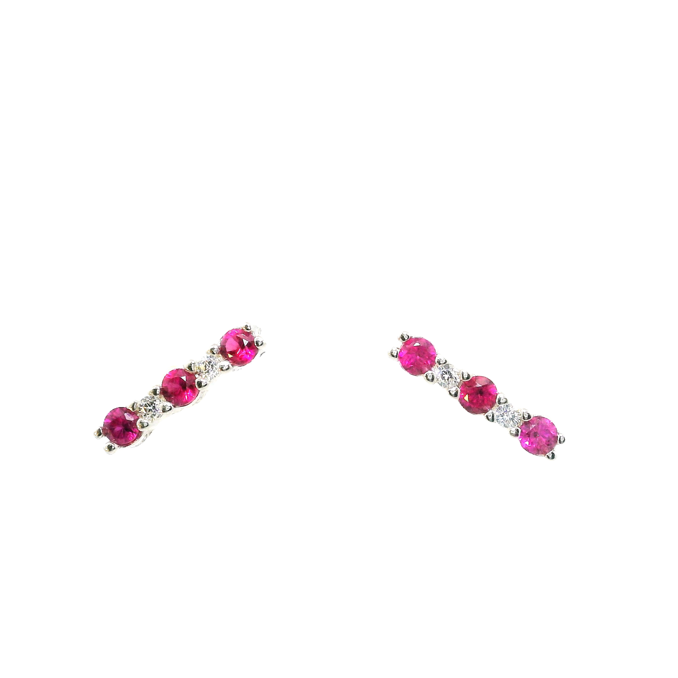925SS BAR CZ PINK WITH WHITE CZ EARRINGS
