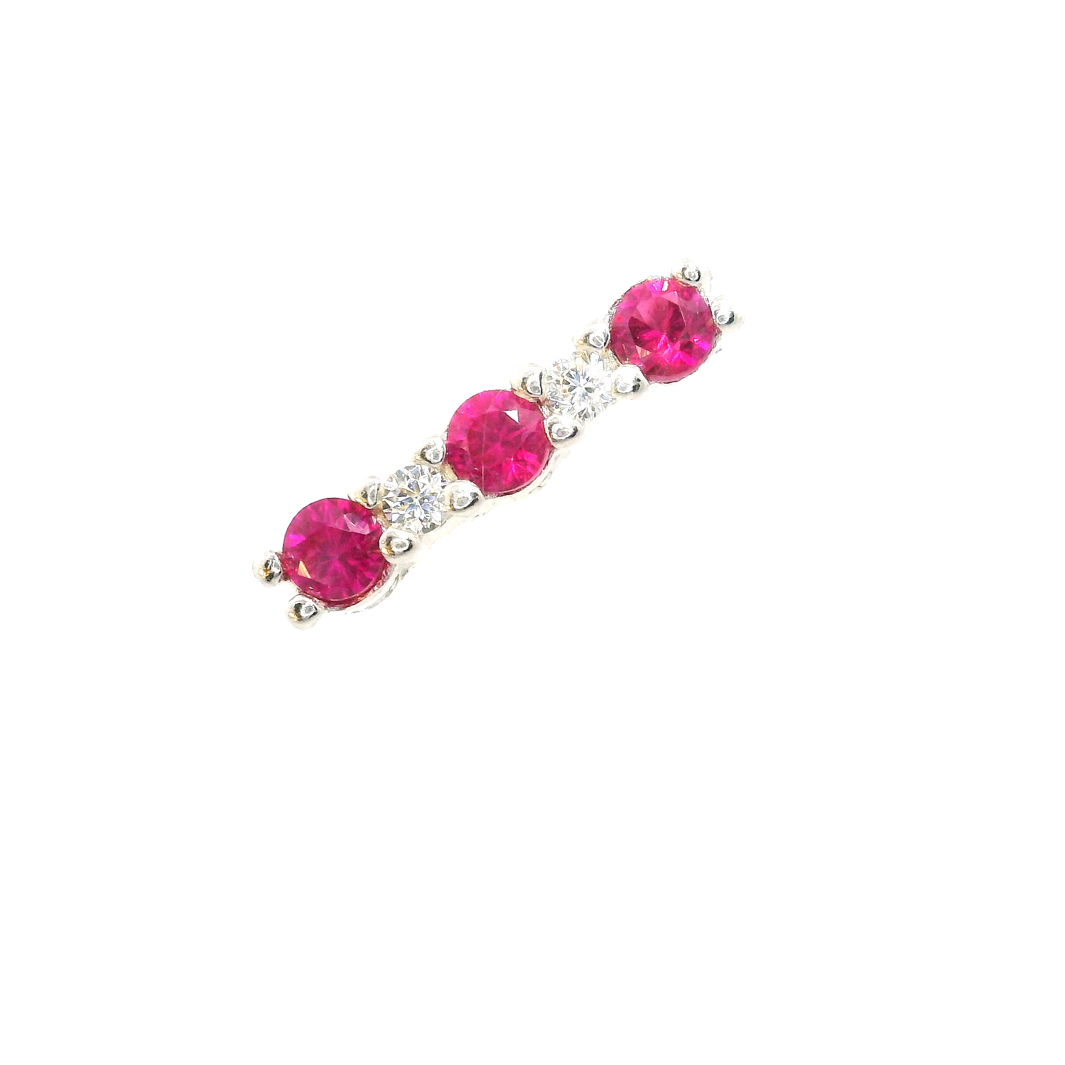 925SS BAR CZ PINK WITH WHITE CZ EARRINGS