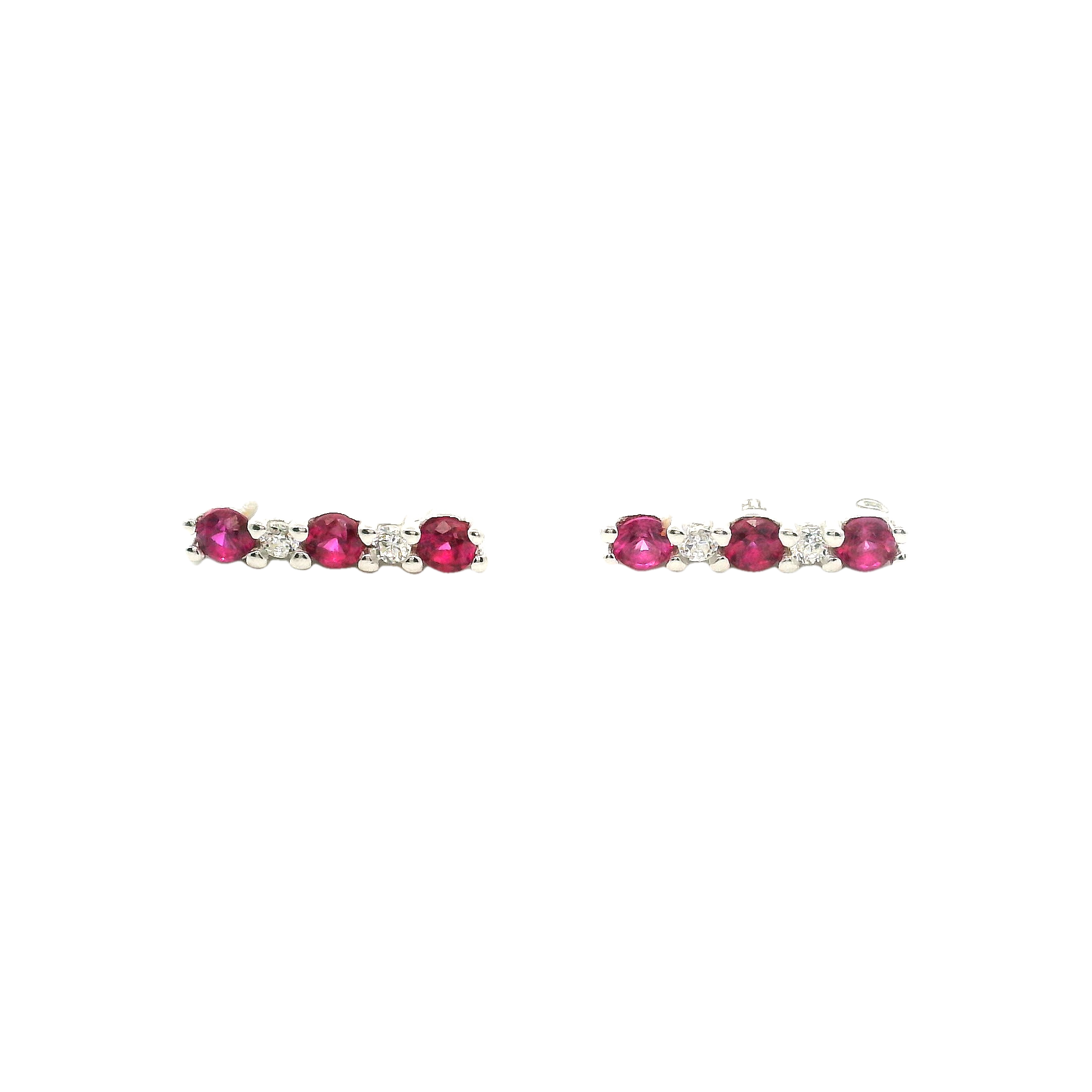 925SS BAR CZ PINK WITH WHITE CZ EARRINGS