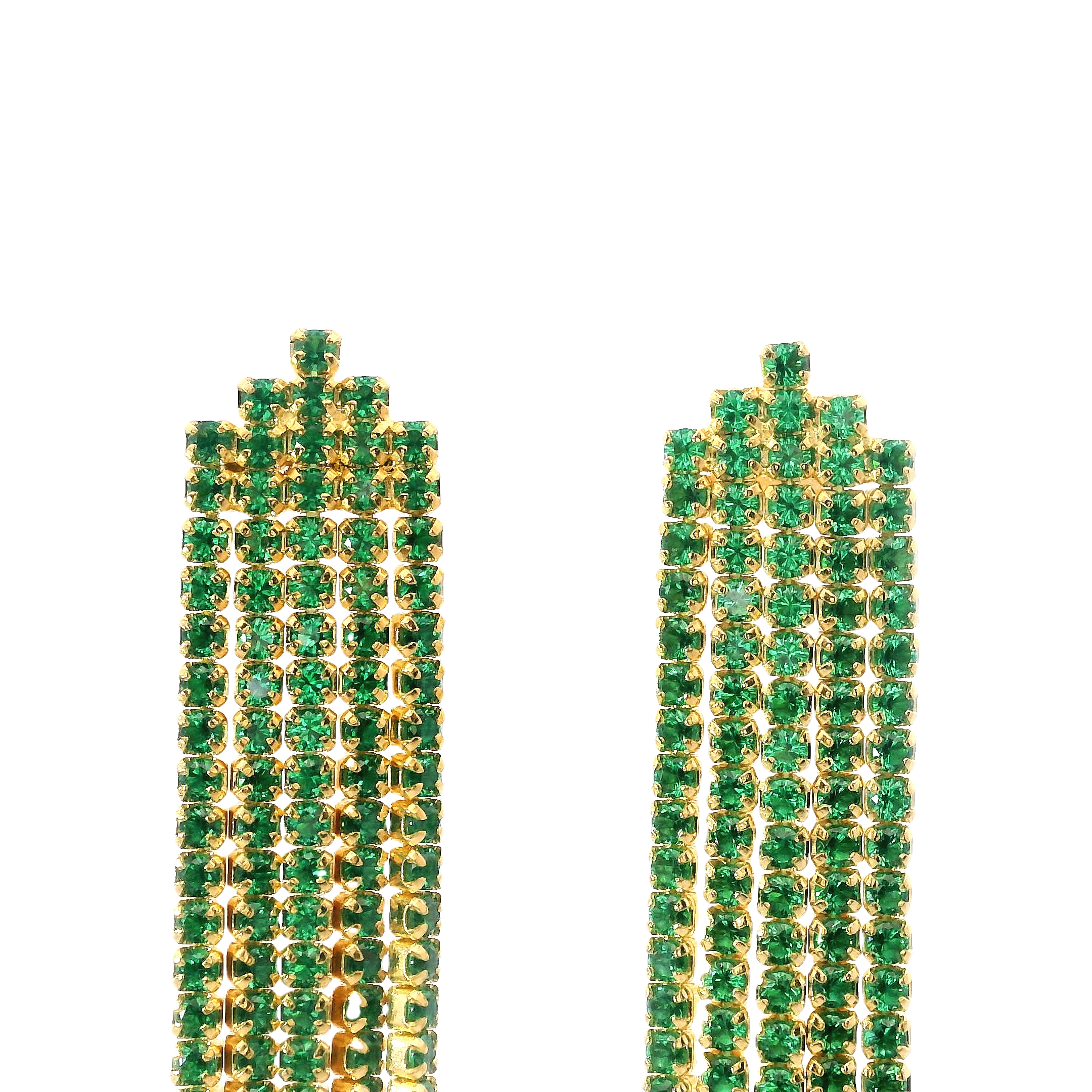 925GD TASEL WITH CZ GREEN EARRINGS