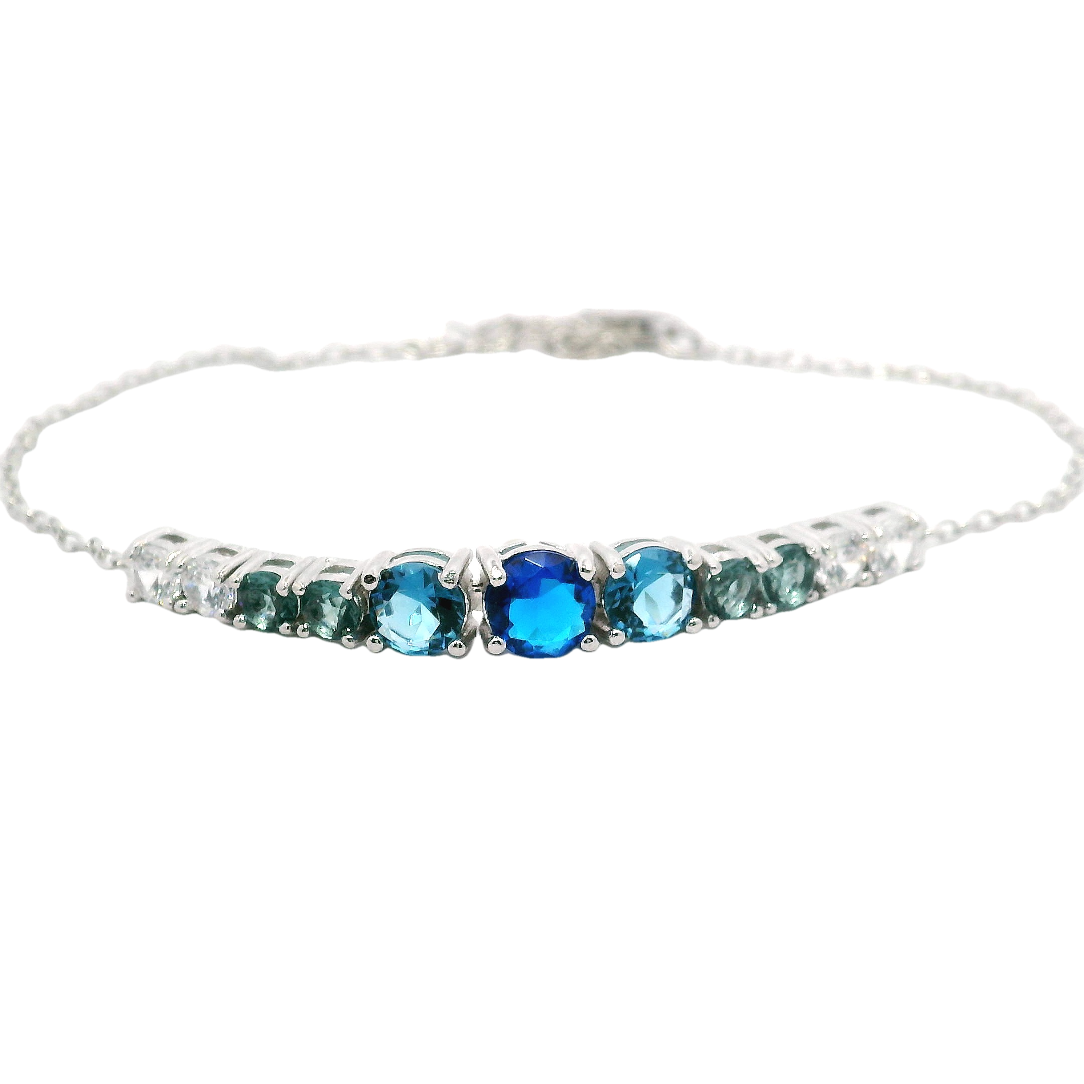 925SS BAR MULTIBLUE CZ BRACELET