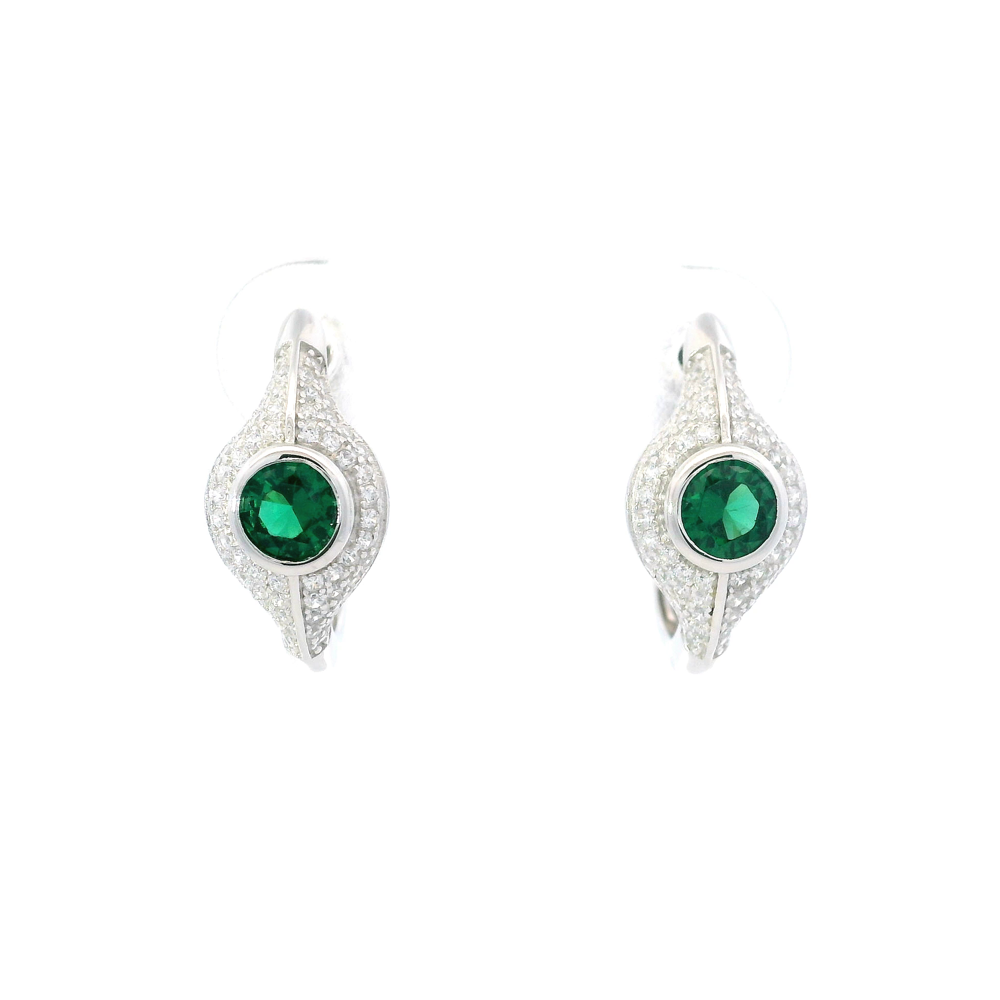 925SS ROUND SPINEL GREEN CZ EARRINGS