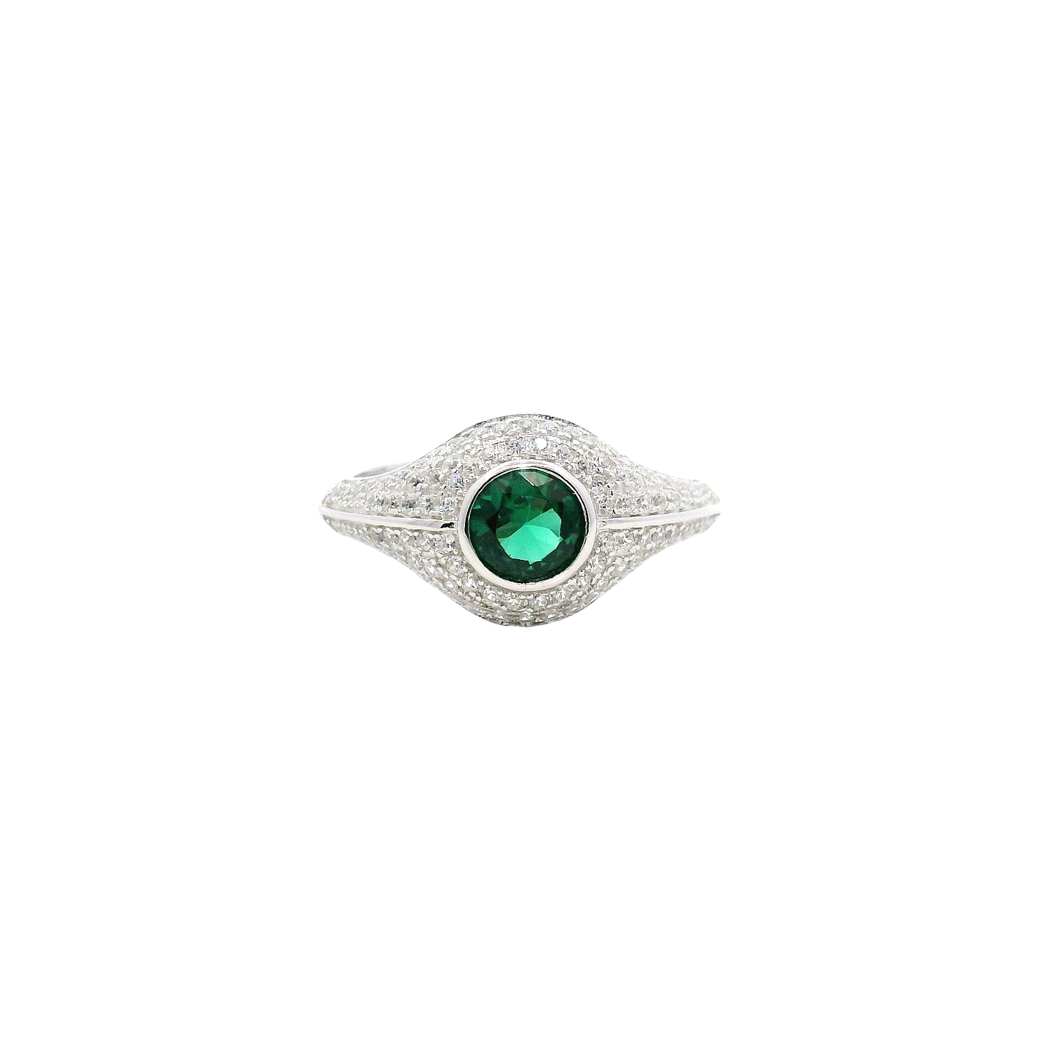 925SS ROUND SPINEL GREEN CZ ADJUSTABLE RING