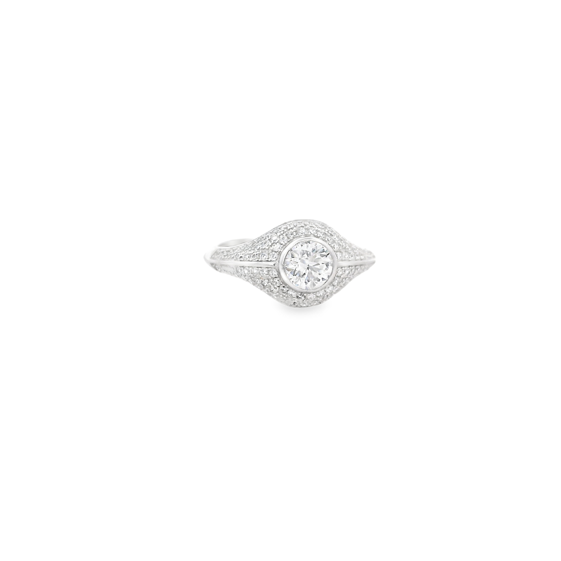 ROUND WHITE CRYSTAL ADJUSTABLE RING IN 925 SILVER