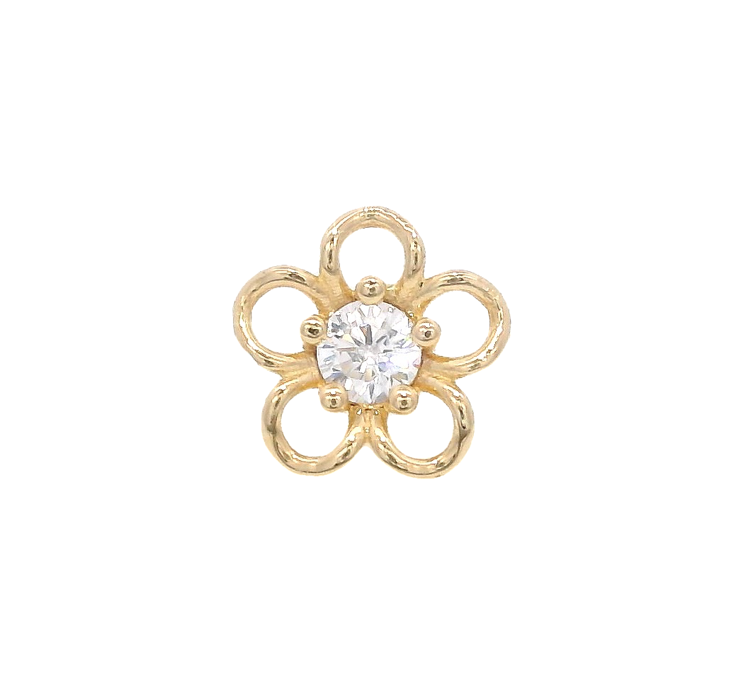 PIERCING FLOWER PETALS DOWNWARDS IN 14KT YELLOW GOLD