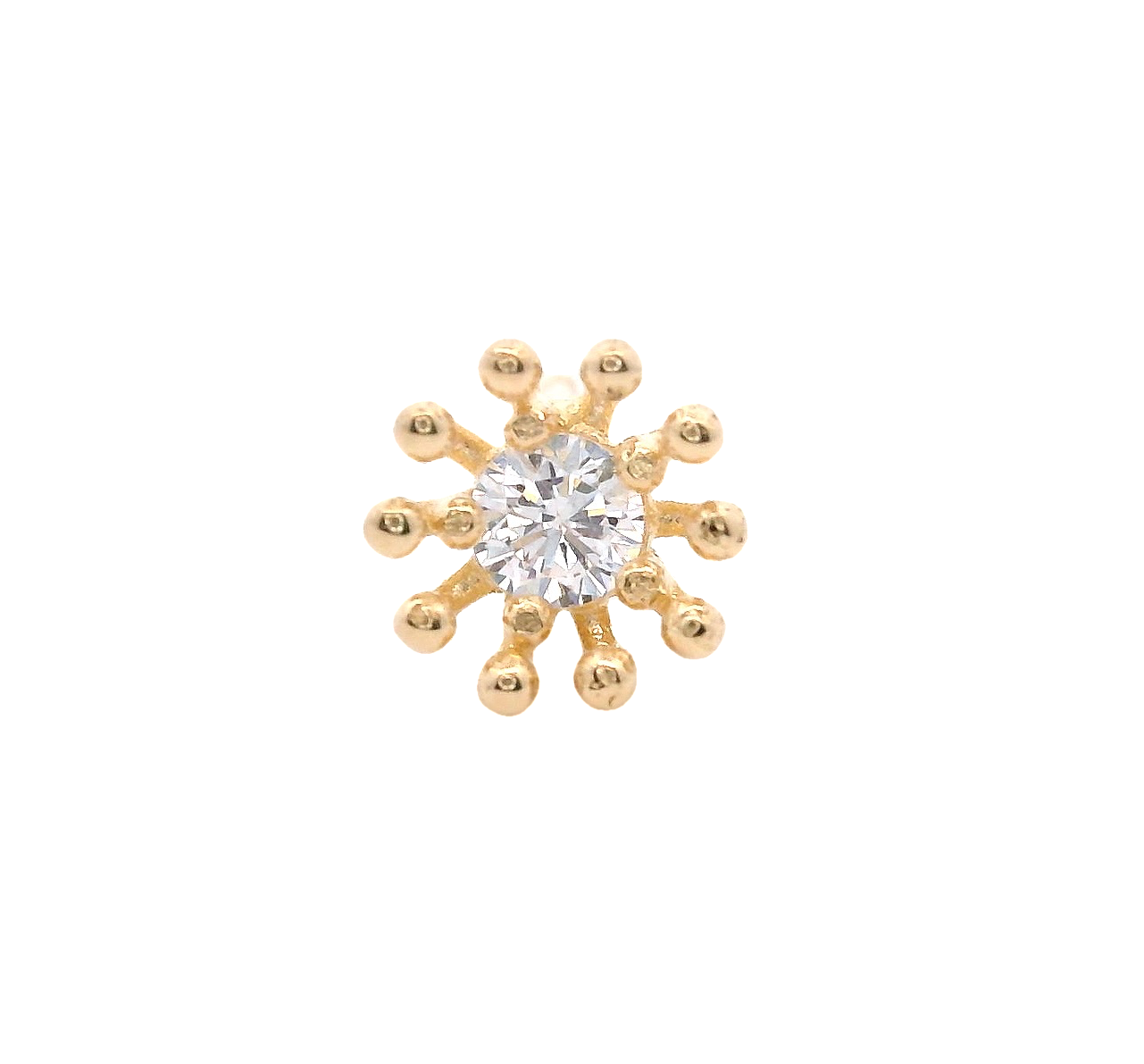 PIERCING WITH CRYSTAL IN 14K YELLOW GOLD