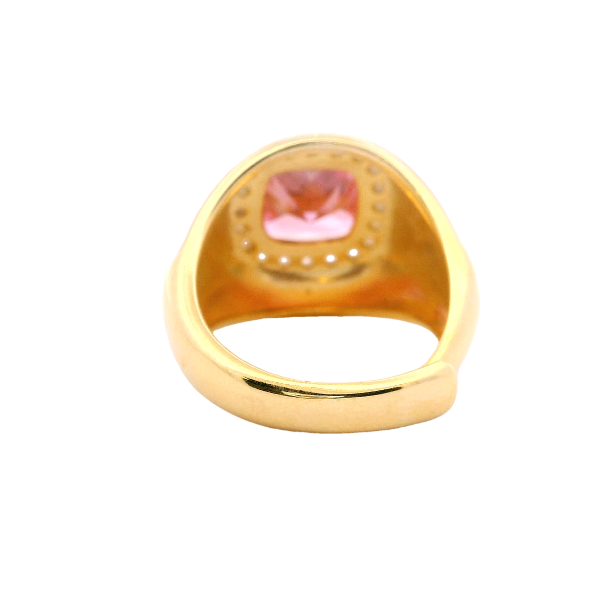 925GD BIG SQUARE PINK CZ ENAMEL PINK ADJUSTABLE RING