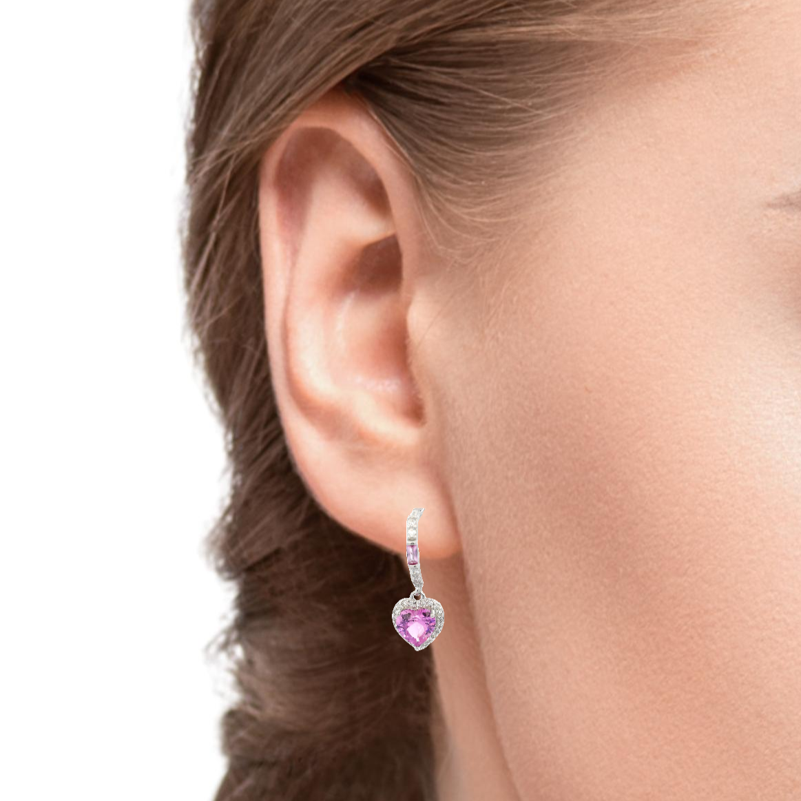 925SS HEART HANGING PINK HUGGIES