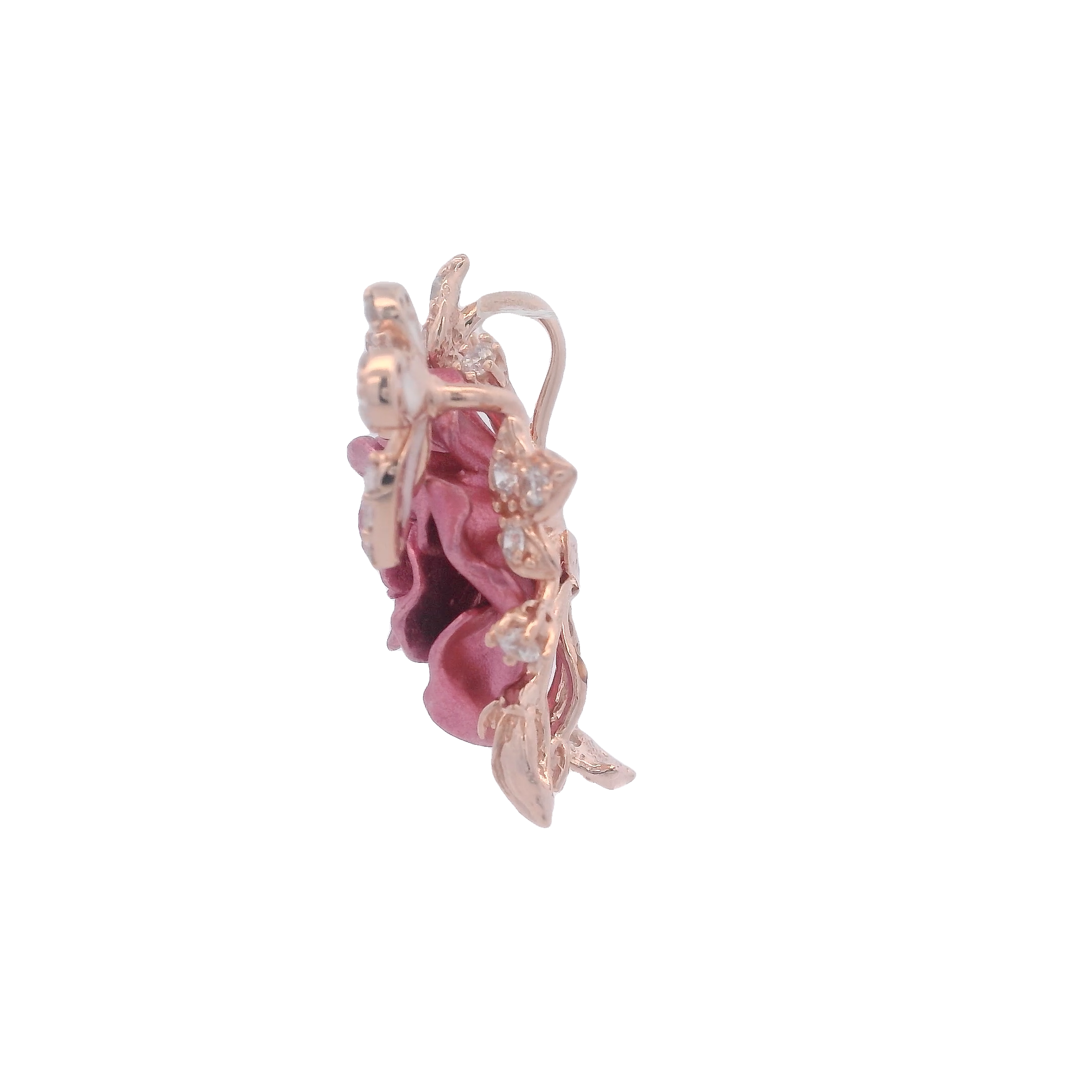 925RG BIG FLOWER PINK AND BUTTERFLY PENDANT