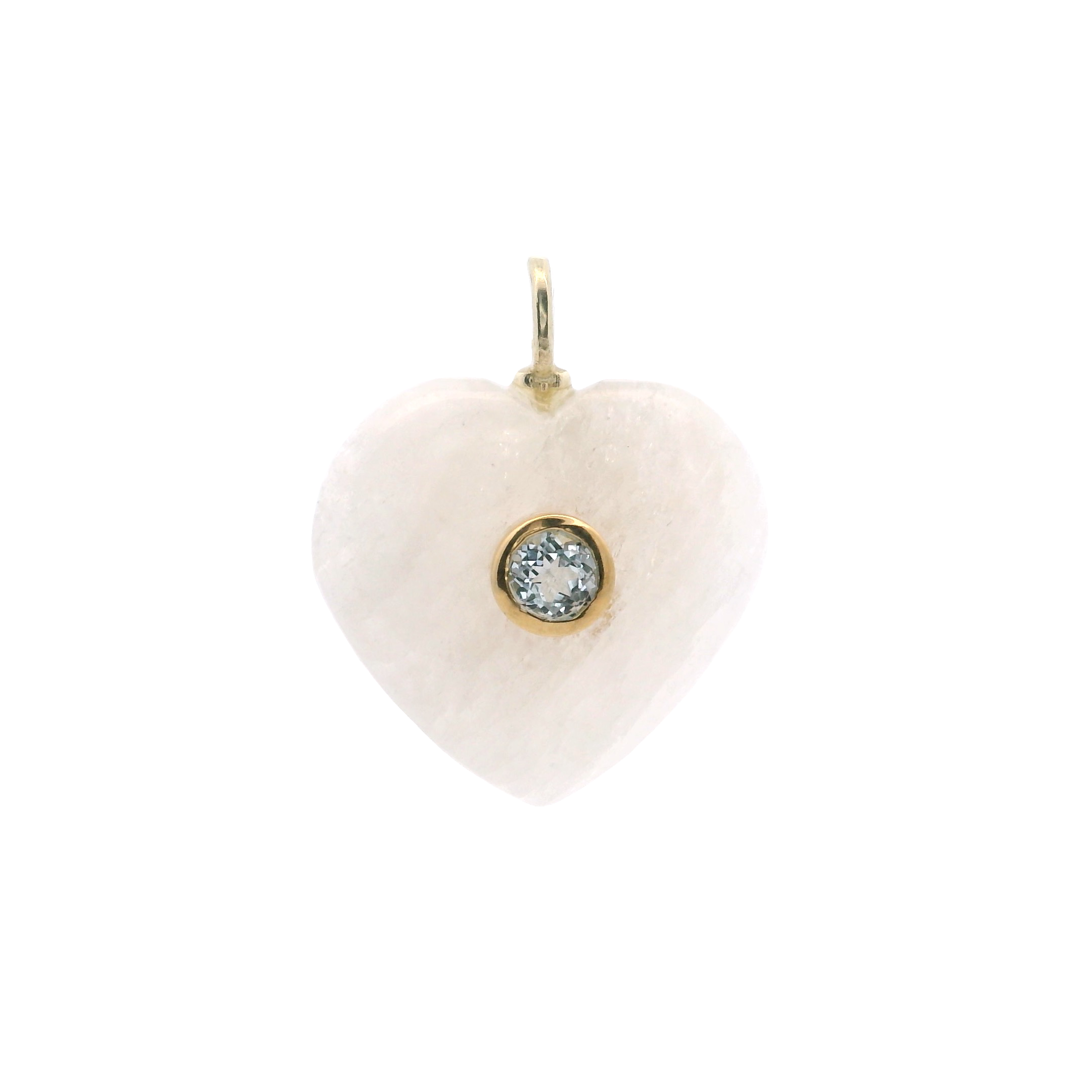 925YG HEART MOOSTONE CENTER AQUAMARINE CHARM