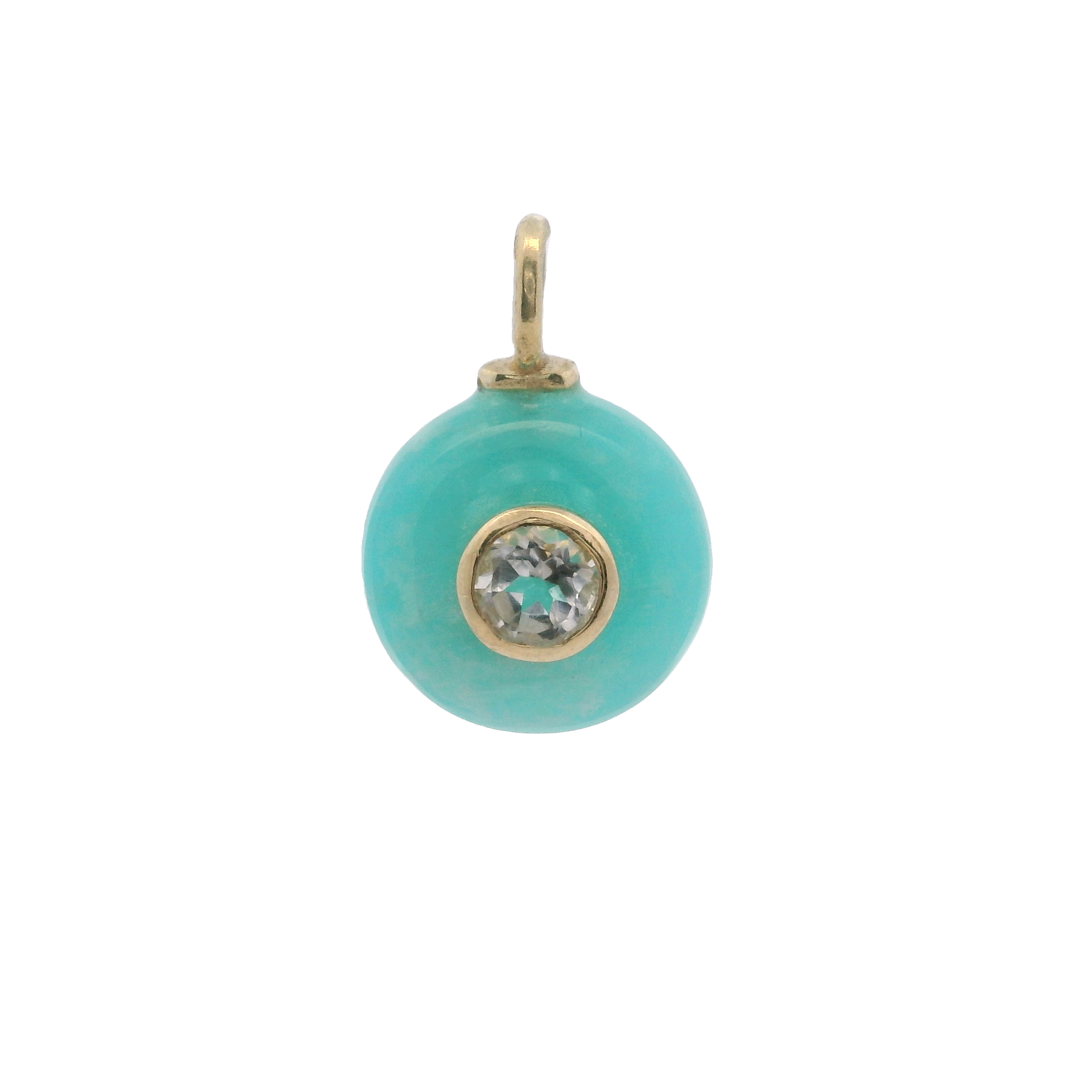 925YG ROUND CUT AMAZONITE CENTER TOPAZ WHITE CHARM