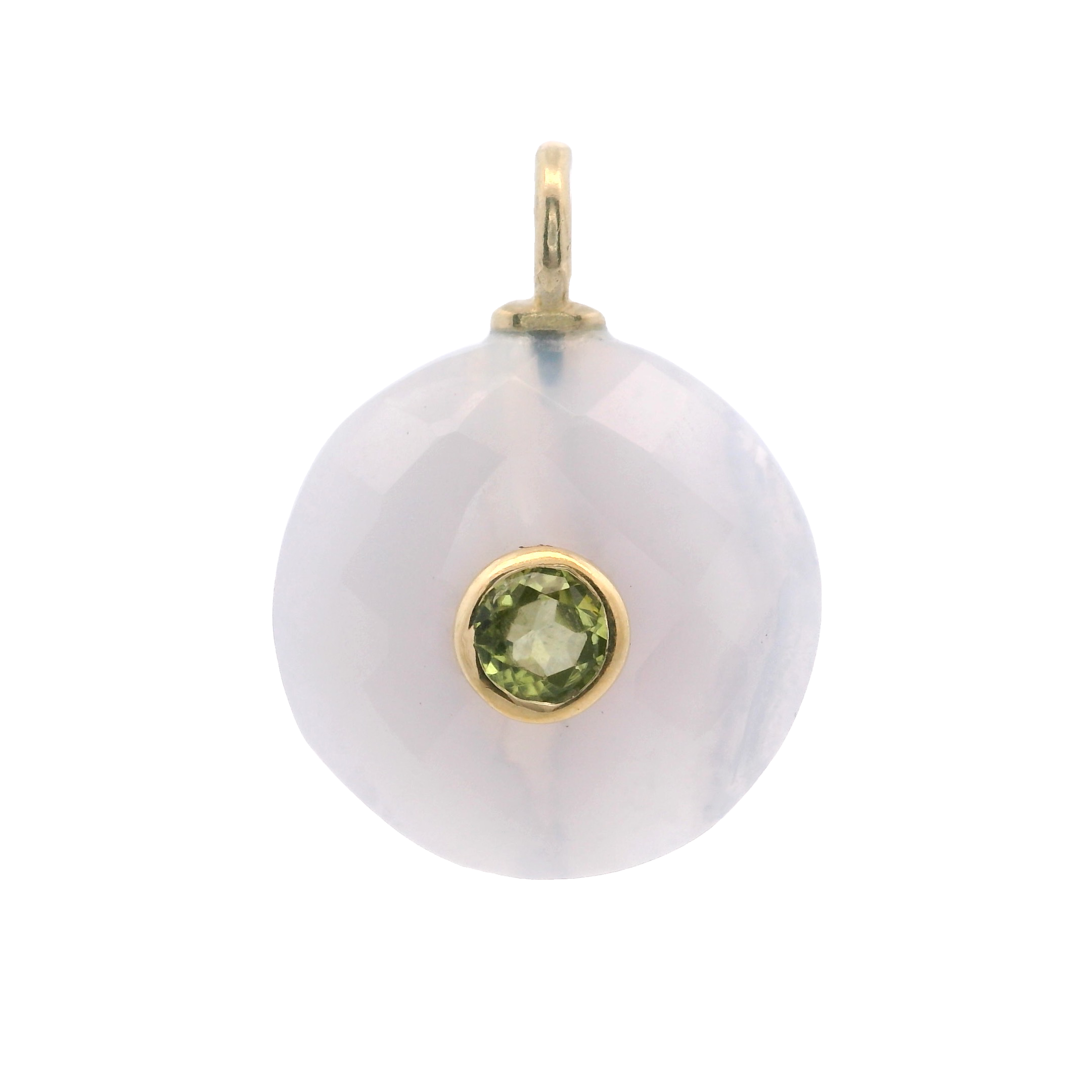 925YG ROUND CUT LACE AGATE CENTER PERIDOT CHARM