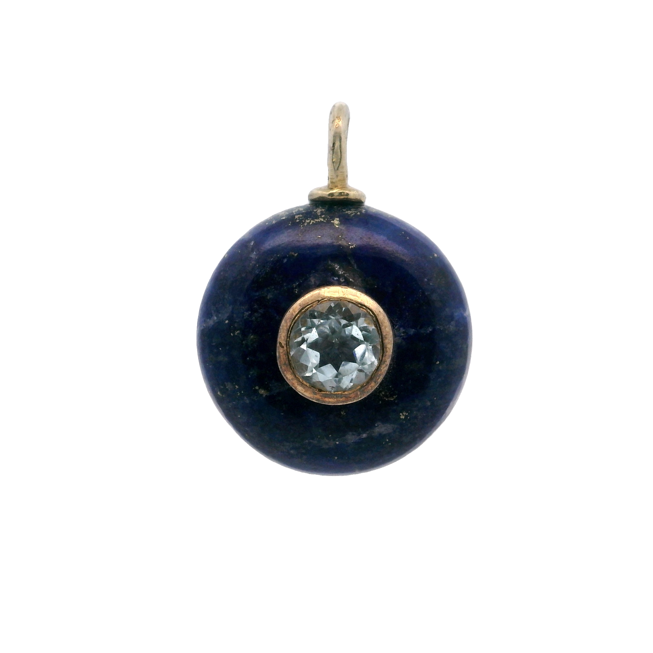 925YG ROUND CUT LAPIS LAZULI CENTER AQUAMARINE CHARM