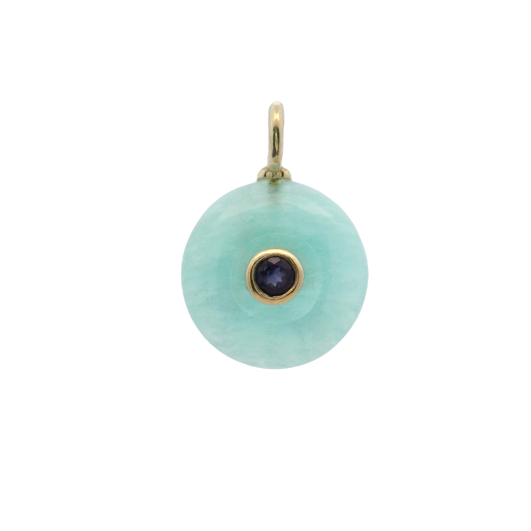 925YG ROUND CUT AMAZONITE CENTER AMETHYST CHARM