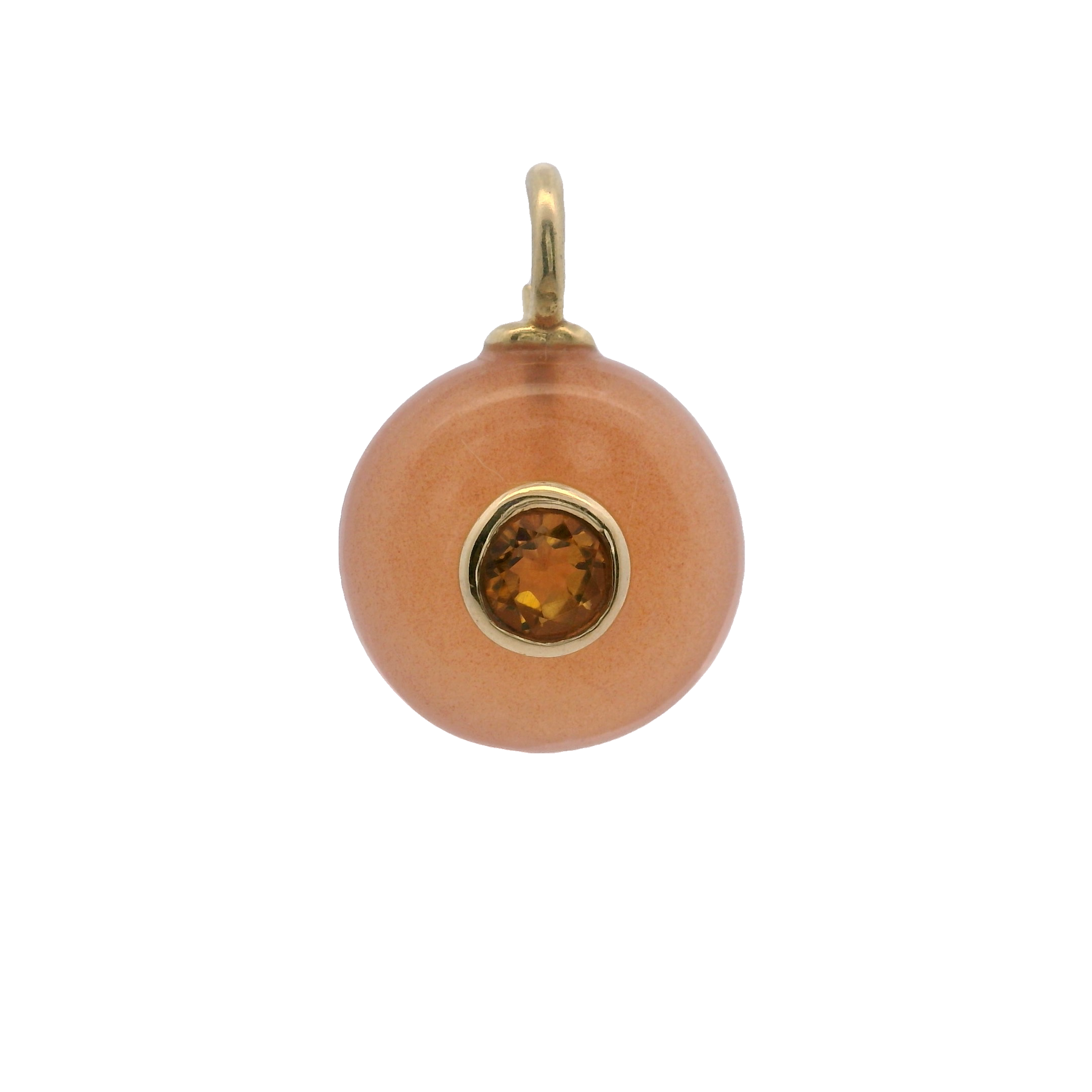 925YG ROUND CUT SUNSTONE CENTER CITRINE CHARM