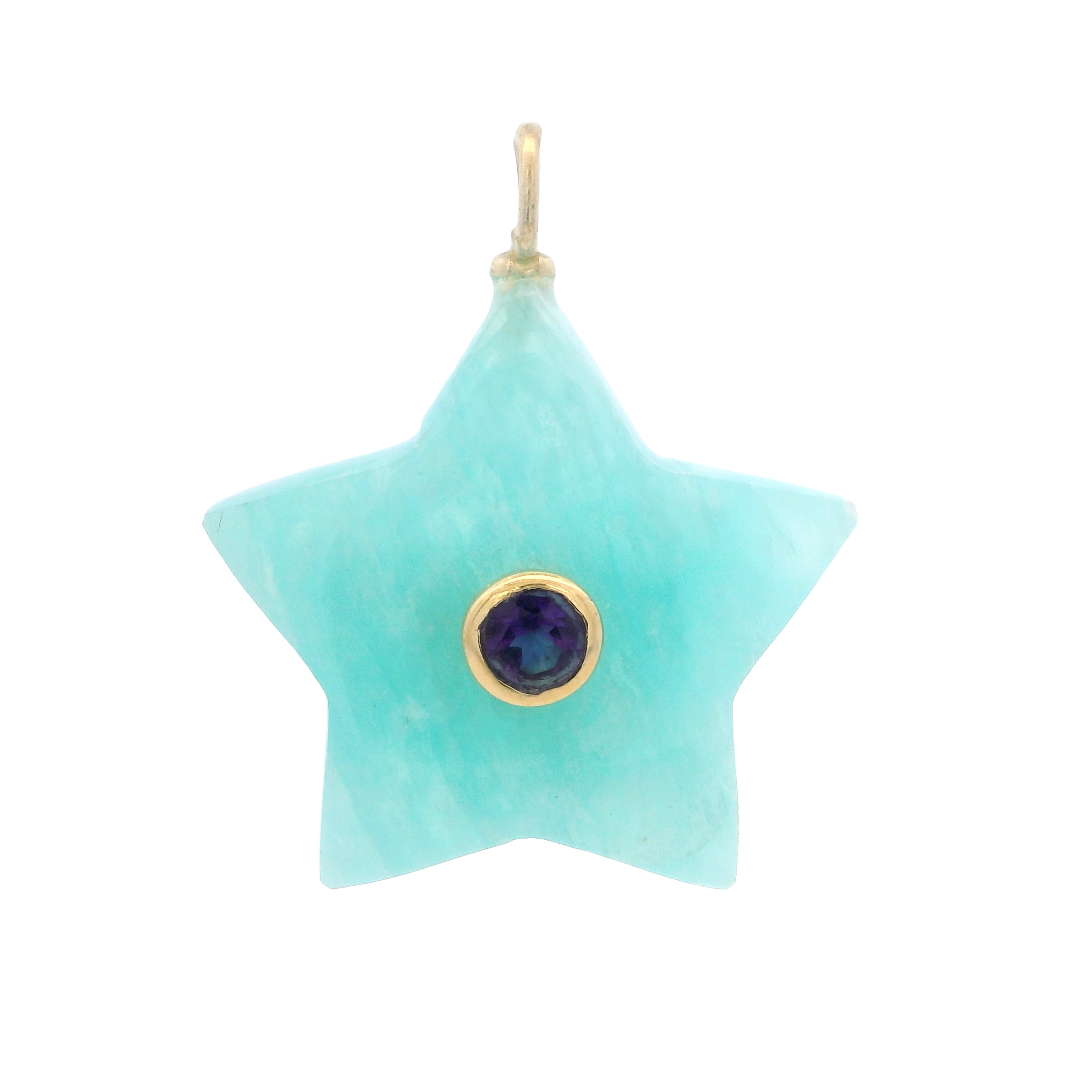 925YG STAR AMAZONITE CENTER AMETHYST CHARM