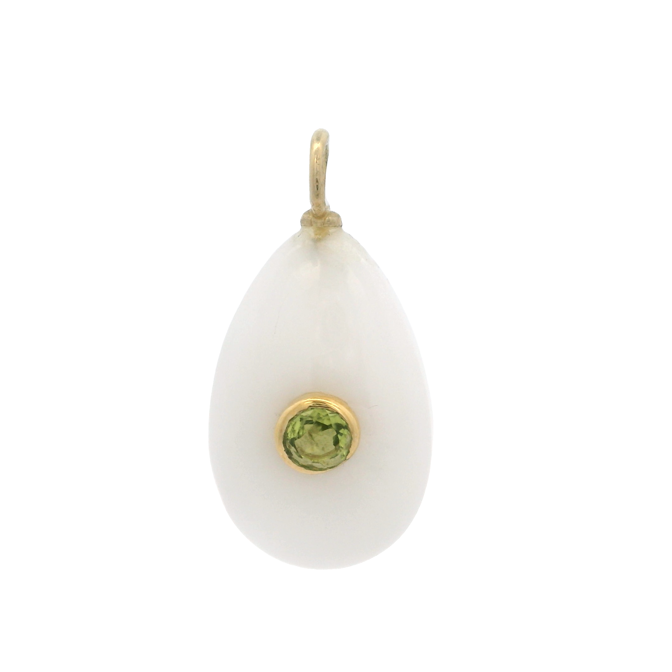 925YG DROP MOOSTONE CENTER PERIDOT CHARM