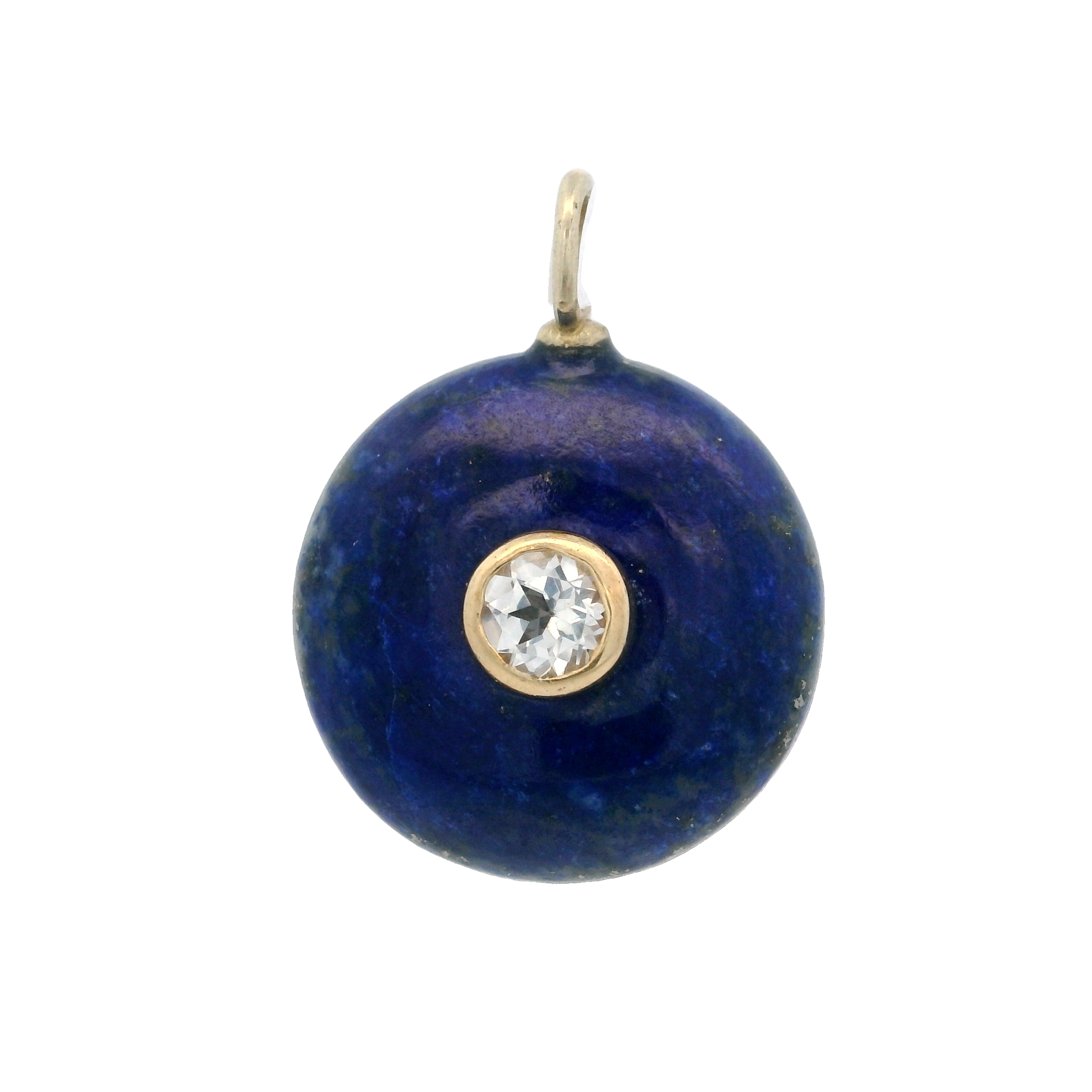 925YG ROUND CUT LAPIS LAZULI CENTER TOPAZ WHITE CHARM