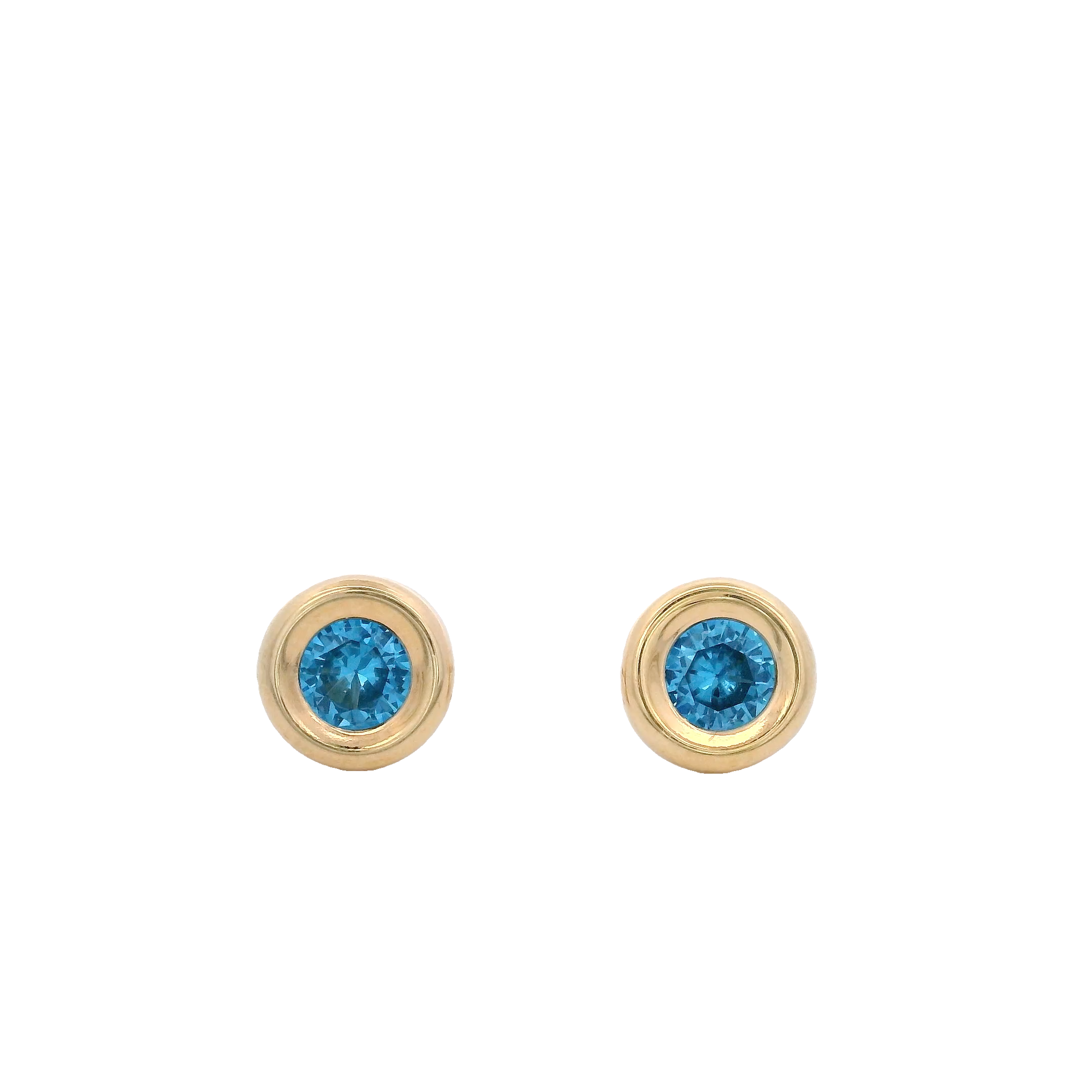 14KY BEZEL MARZO CZ AQUAMARINA EARRINGS