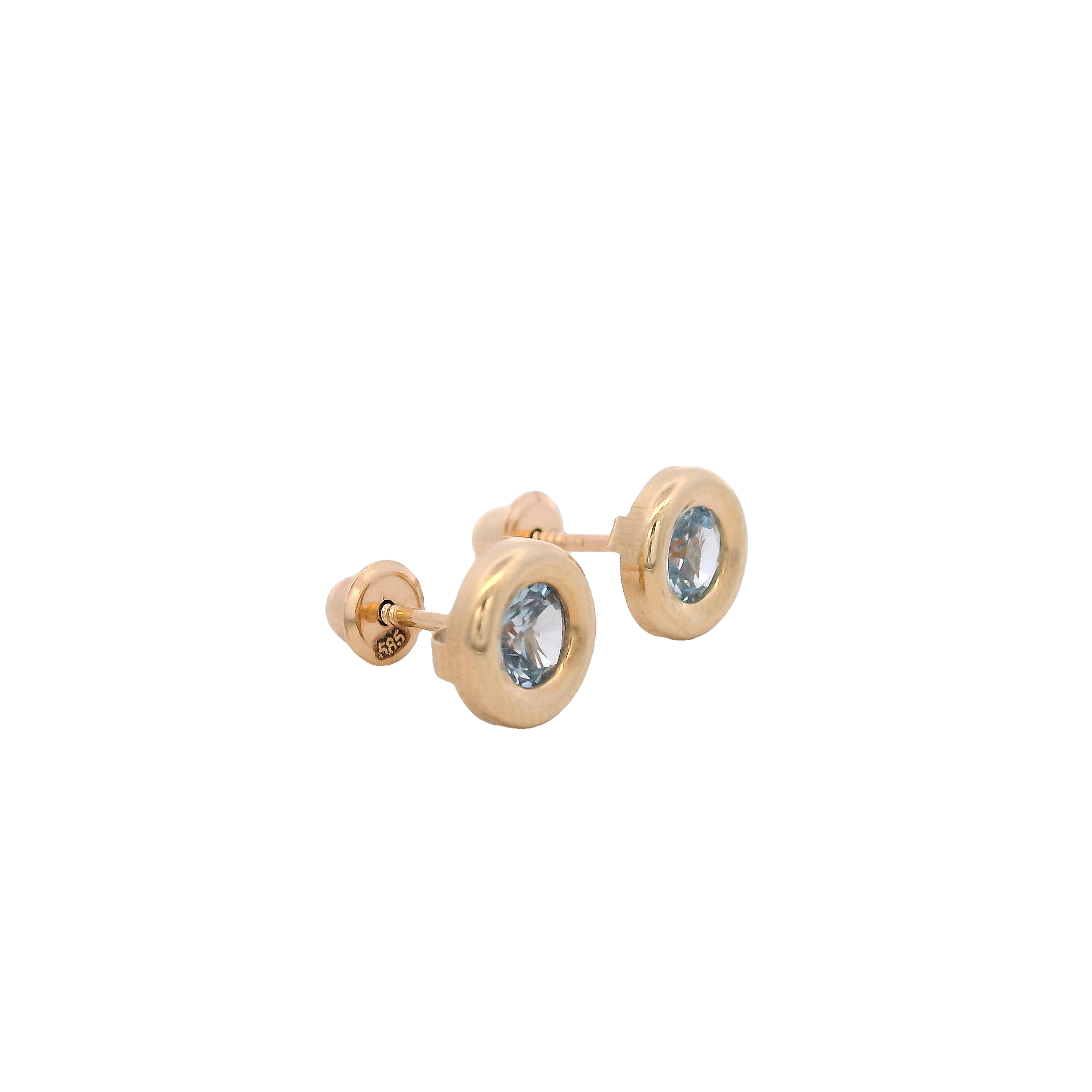 14KY BEZEL DICIEMBRE CZ TURQUESA EARRINGS