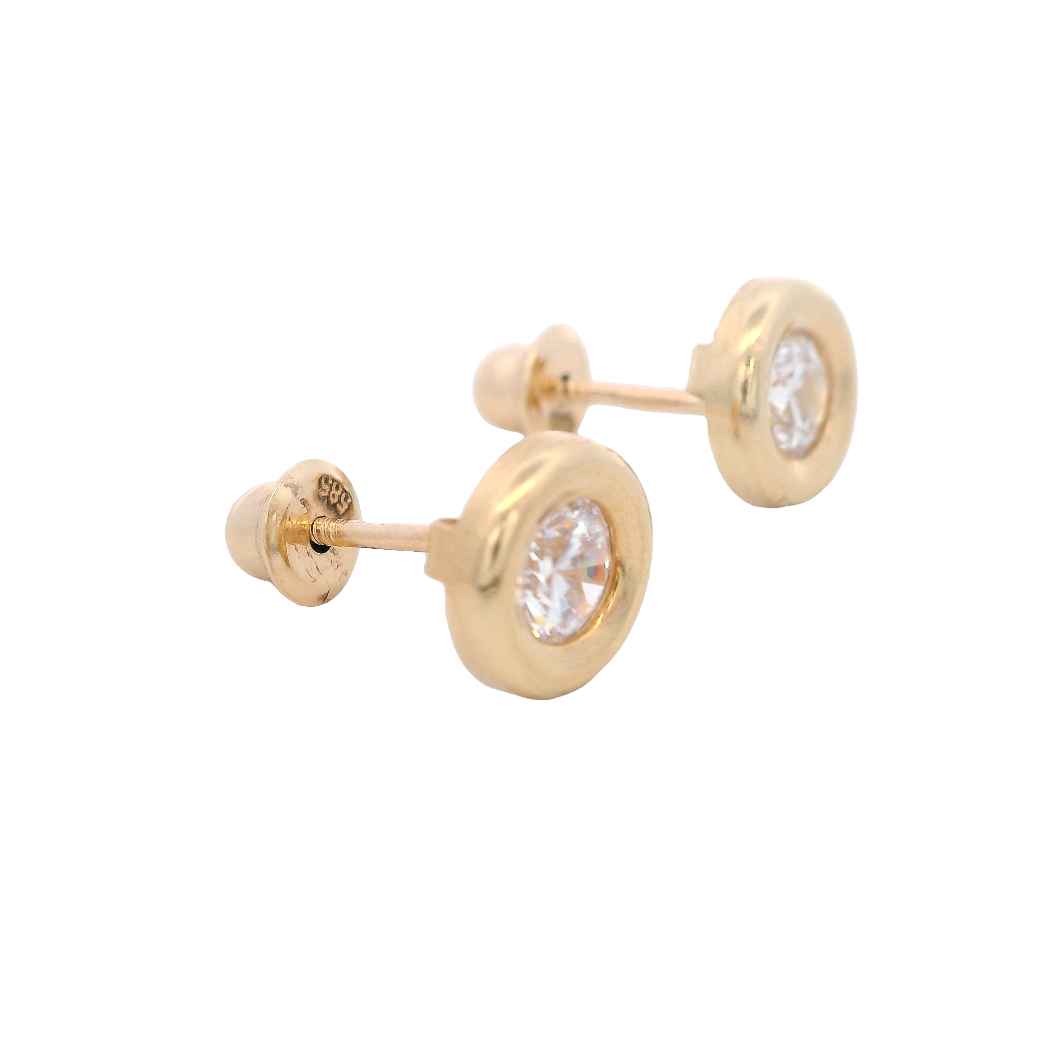 14KY BEZEL ABRIL CZ DIAMANTE EARRINGS