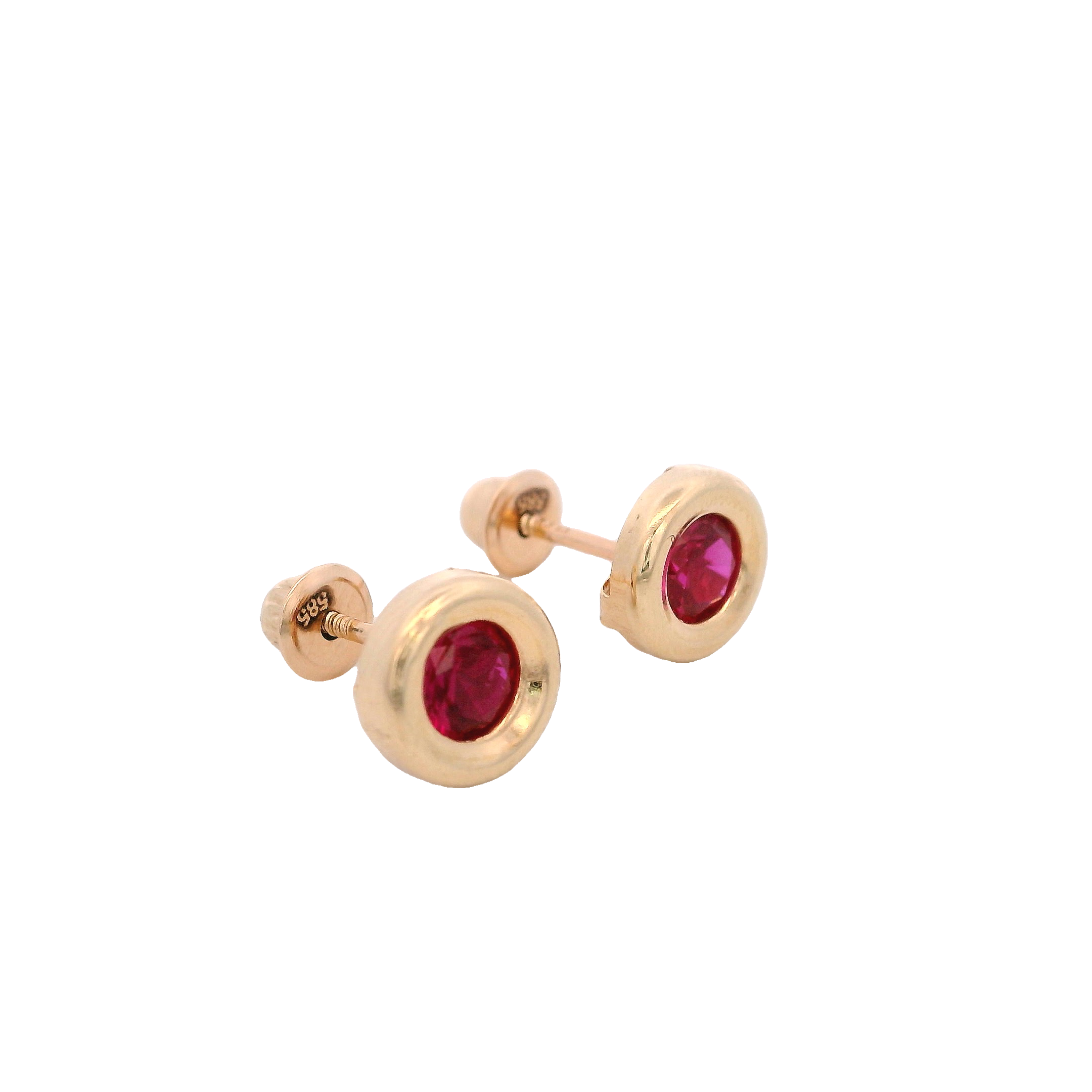 14KY BEZEL JULIO CZ RUBY EARRINGS