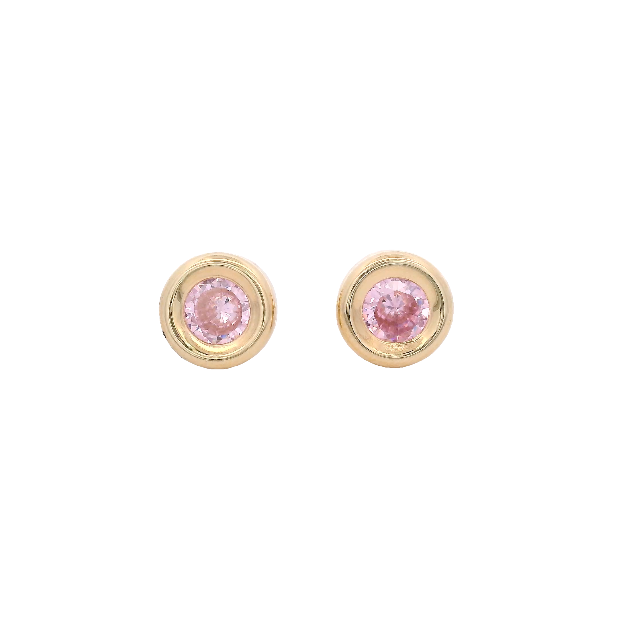 14KY BEZEL OCTUBRE CZ PINK EARRINGS