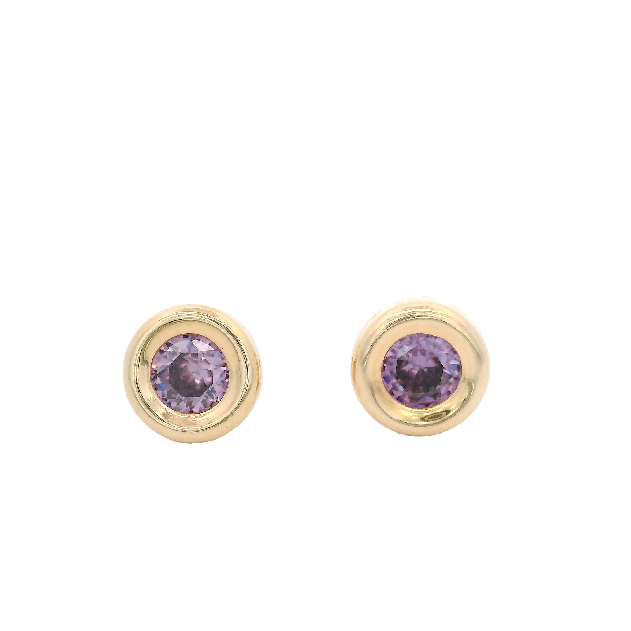 14KY BEZEL FEBRERO CZ AMATISTA EARRINGS
