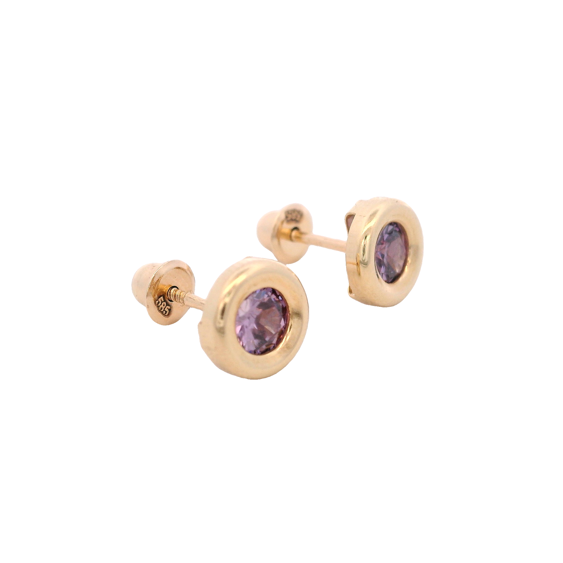 14KY BEZEL FEBRERO CZ AMATISTA EARRINGS
