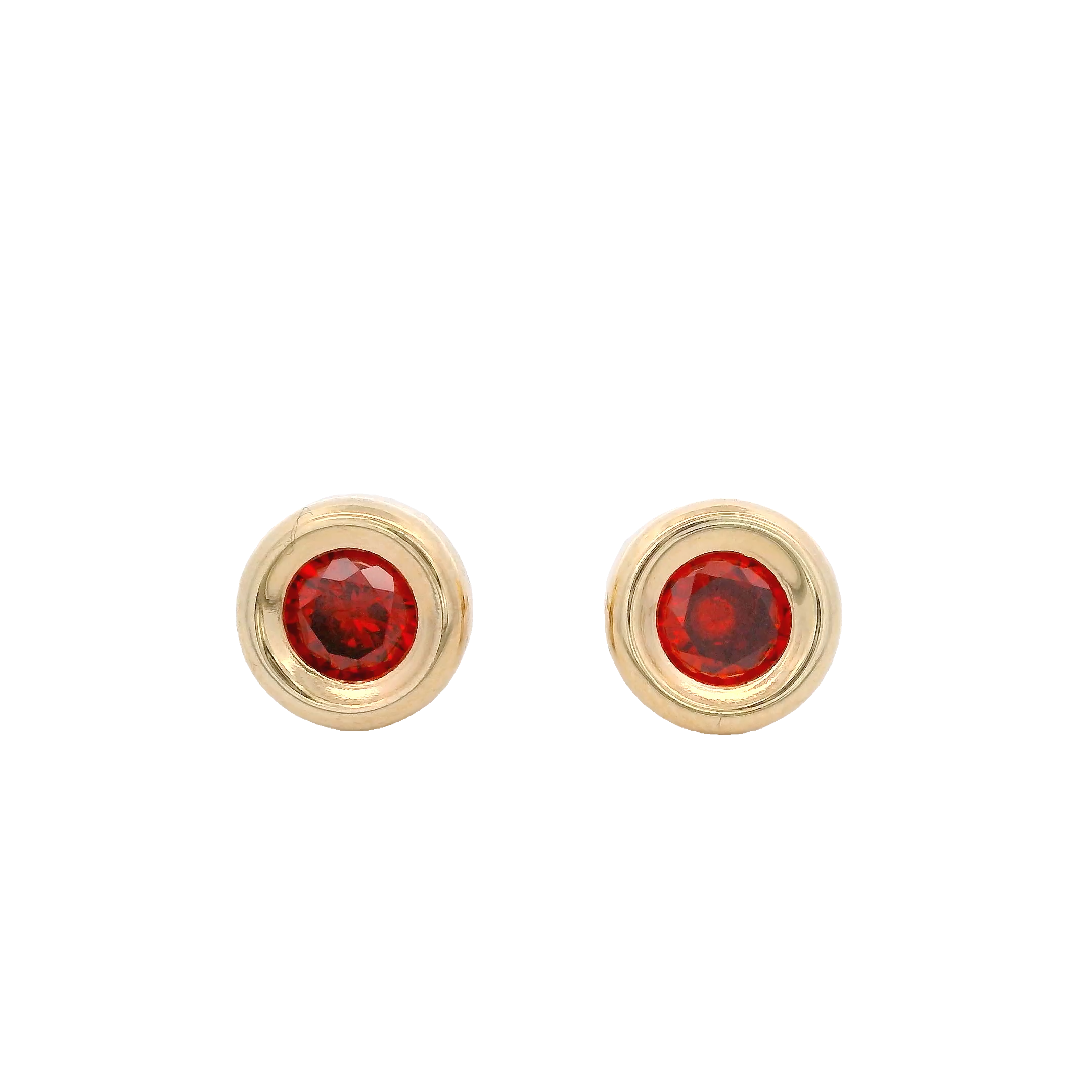 14KY BEZEL ENERO CZ GARNET EARRINGS
