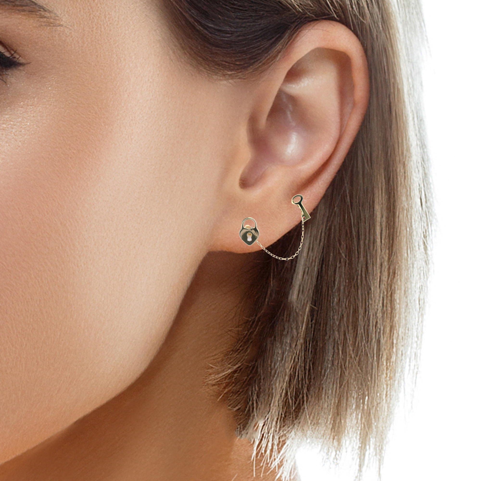 14KY HEART LOCK AND KEY PIERCING