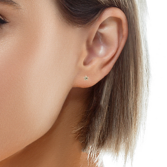 14KY TEXTURE BASIC STAR EARRINGS