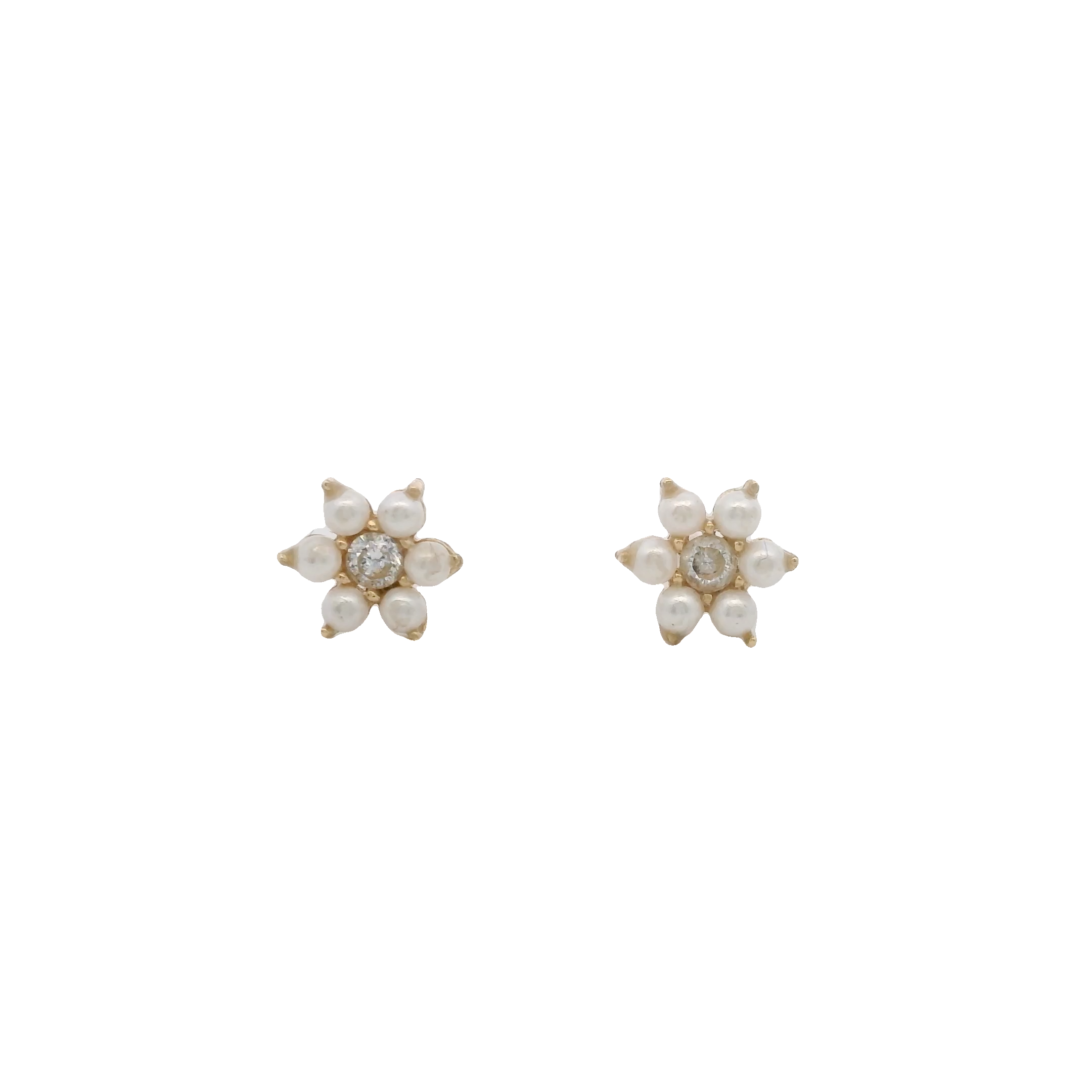14KY MINI FLOWER PEARLS EARRINGS