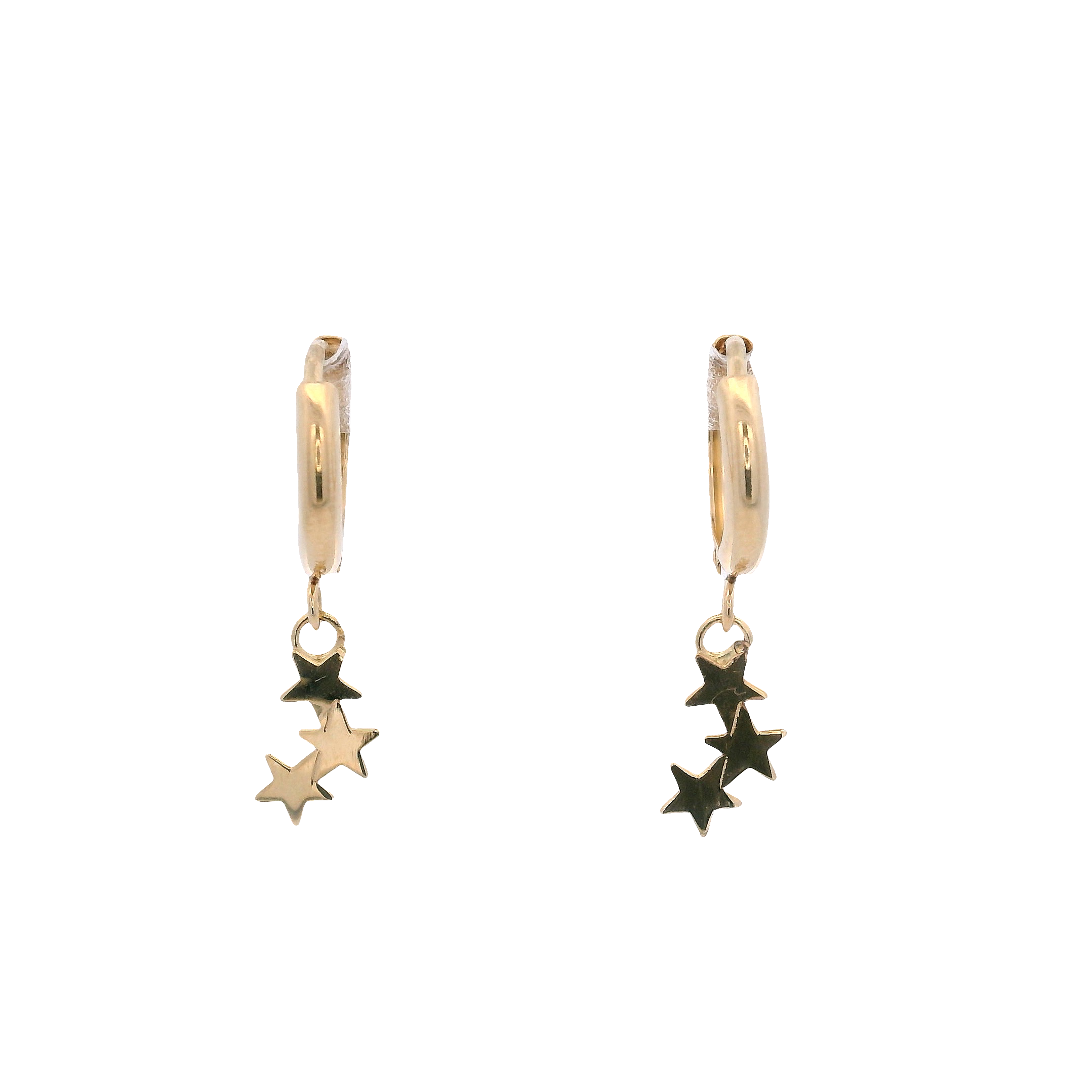 14KY HUGGIE 10MM AND STARS EARRINGS