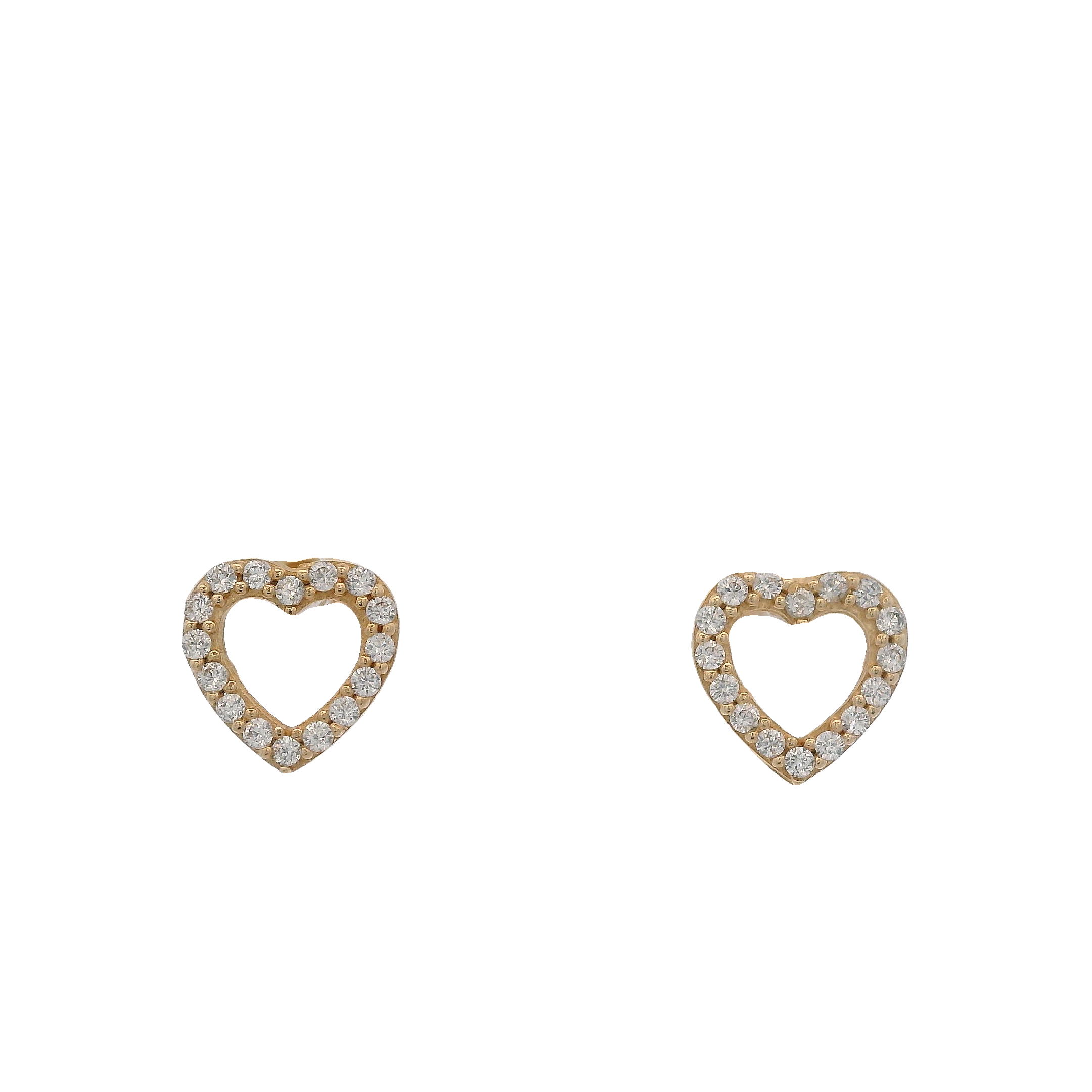 14KY SMALL OUTLINE HEART PAVE EARRINGS