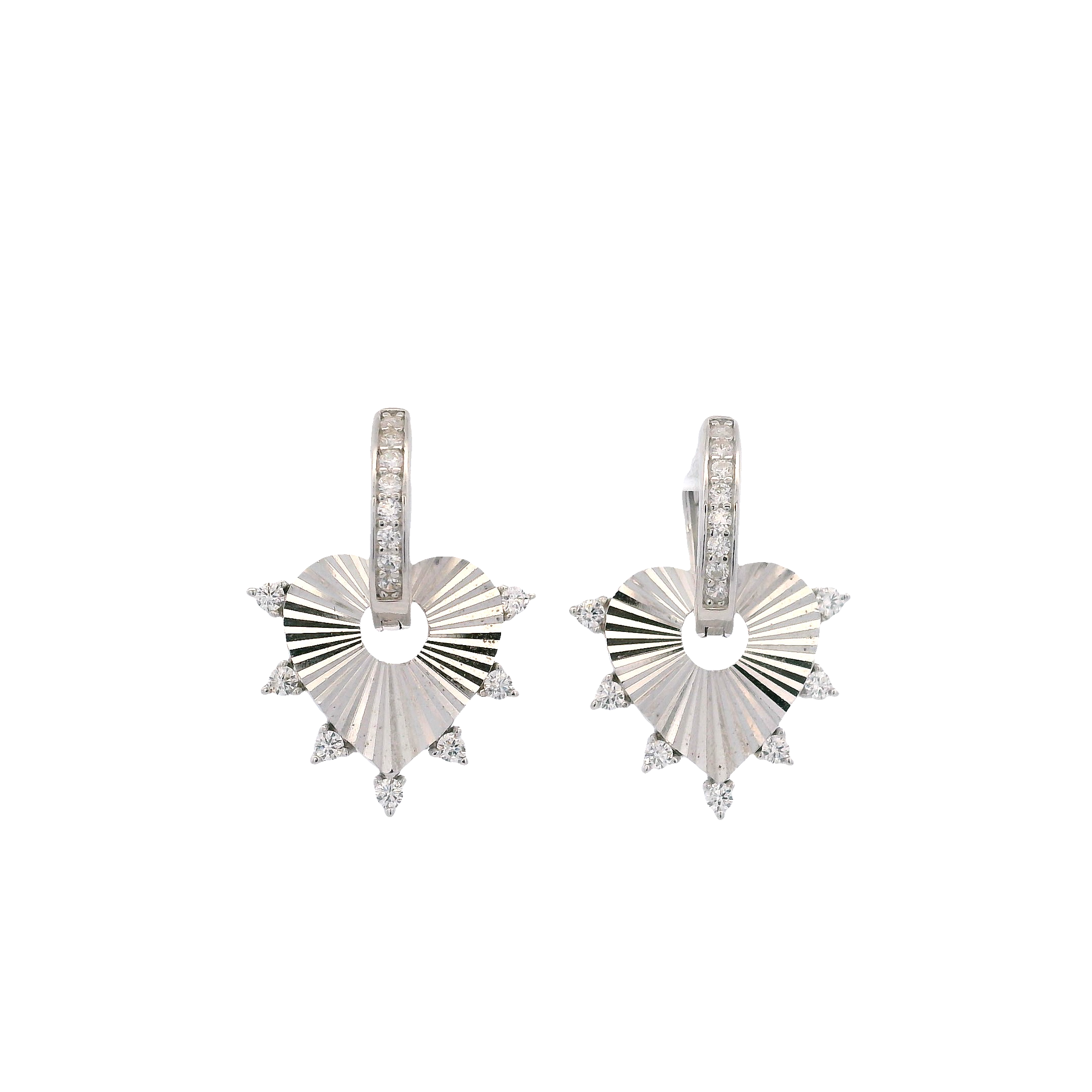 925SL HEART TEXTURE WITH CZ AROUND EARRINGS