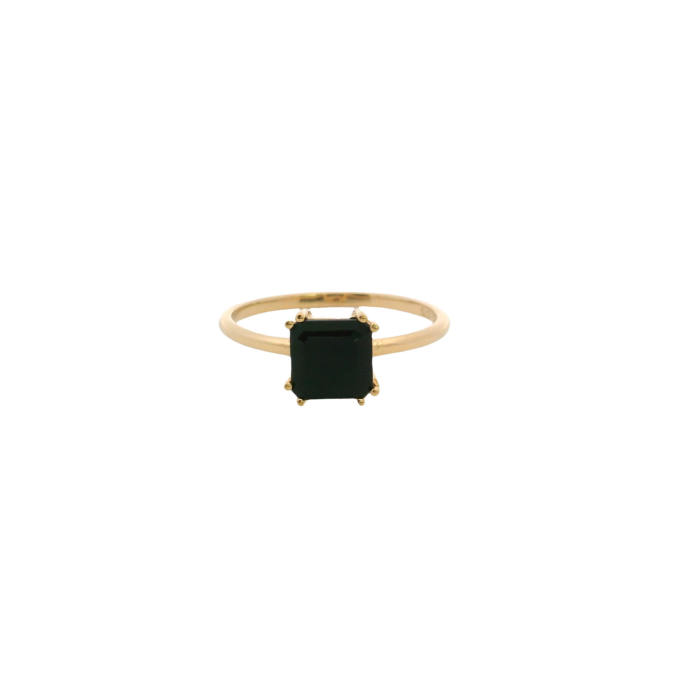 925YG SOLITARY CUSHION ONYX BLACK 7MM RING T6.5