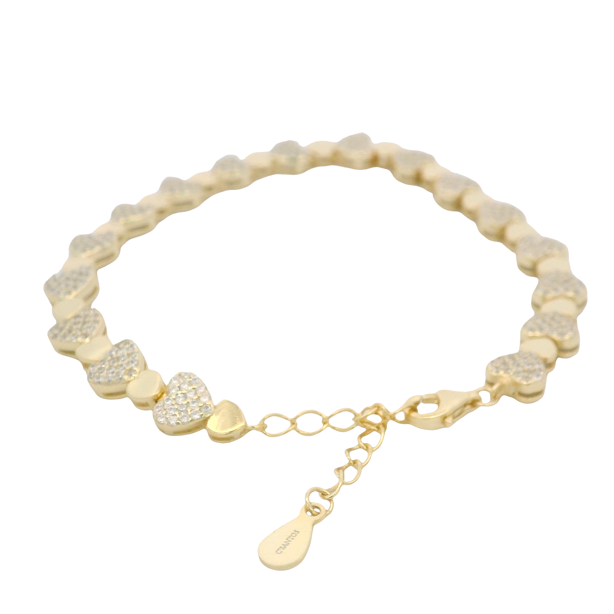 925YG TENNIS HEART PAVE AND MINI HEART BRACELET